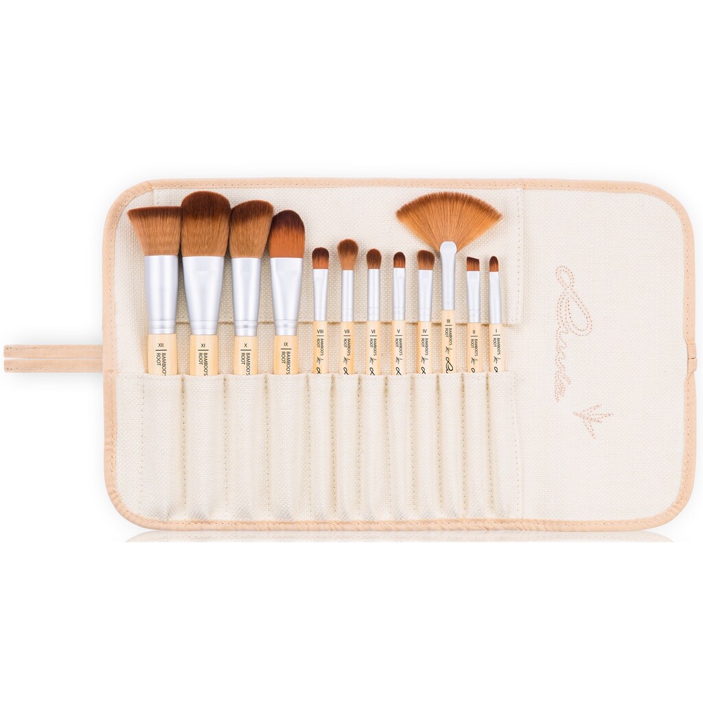 Luvia Cosmetics Kosmetikpinsel-Set »Bamboo's Root«, (12 tlg., zzgl. Aufbewahrungstasche)