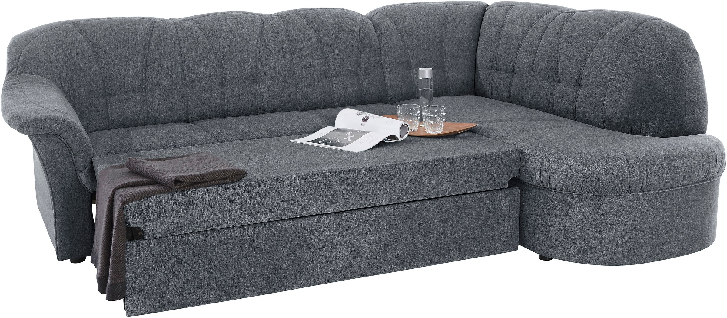 DOMO collection Ecksofa »Pegnitz, elegante Rückensteppung, zeitlose Formensprache, L-Form«, wahlweise mit Bettfunktion