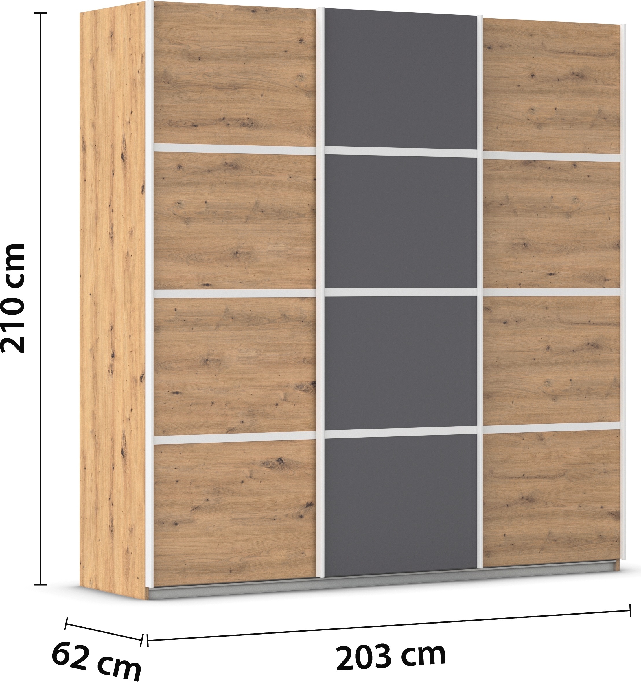 rauch Kleiderschrank »Schwebetürenschrank OTTO´s Choice Garderobe Schrank TOP ANGEBOT Avola«, (in 3 verschiedenen Ausstattungen BASIC/CLASSIC/PREMIUM), mit eleganten Zierleisten in Chrom, Schwarz oder Weiß MADE IN GERMANY