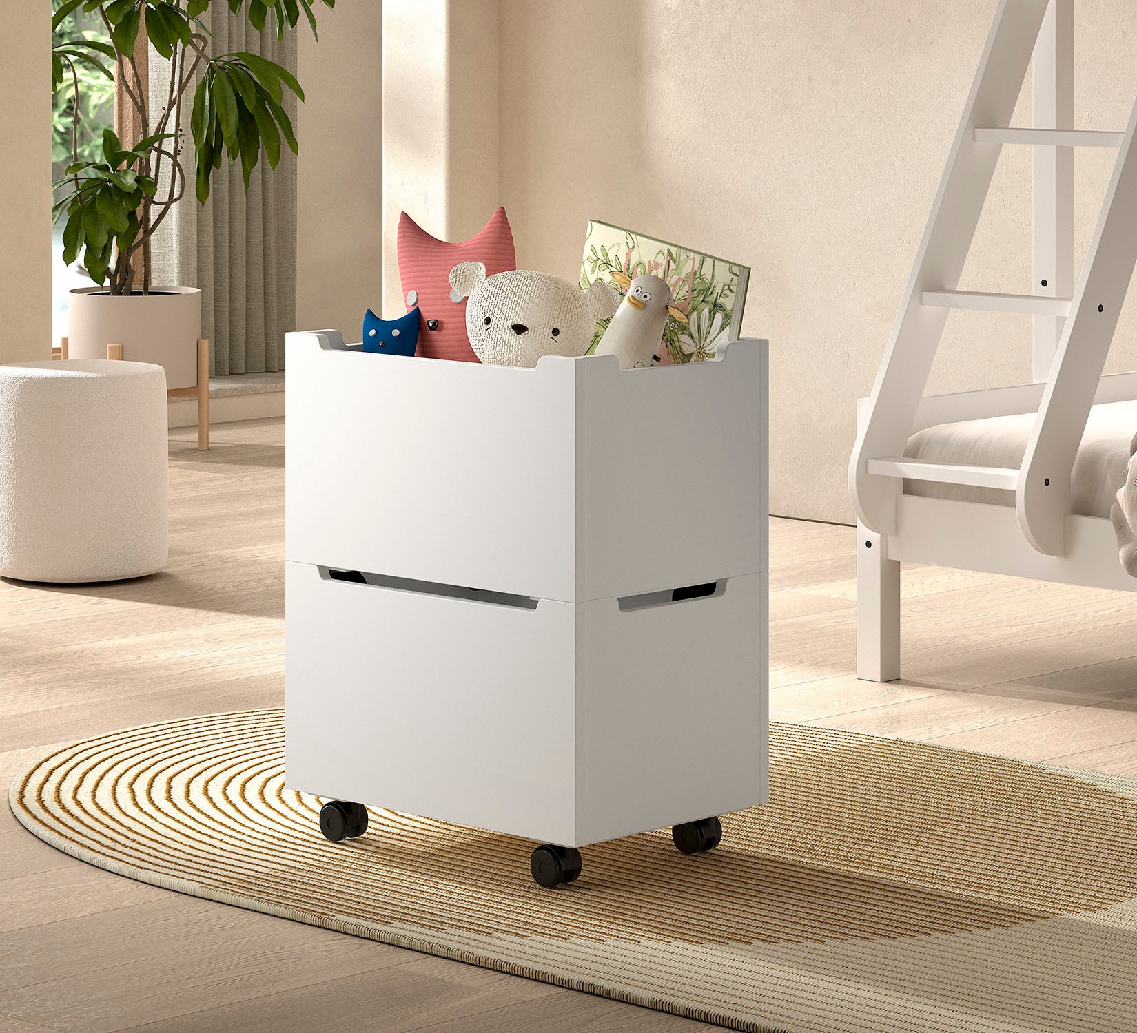 Vipack Container »auf Rollen (2-er Set), aus hochwertigem Massivholz, 2 Ausführungen« das Innenmaß von ca.: B: 52xH: 30,5xT: 36cm bietet viel Stauraum,  universell und durch die Rollen flexibel in Räumen einsetzbar