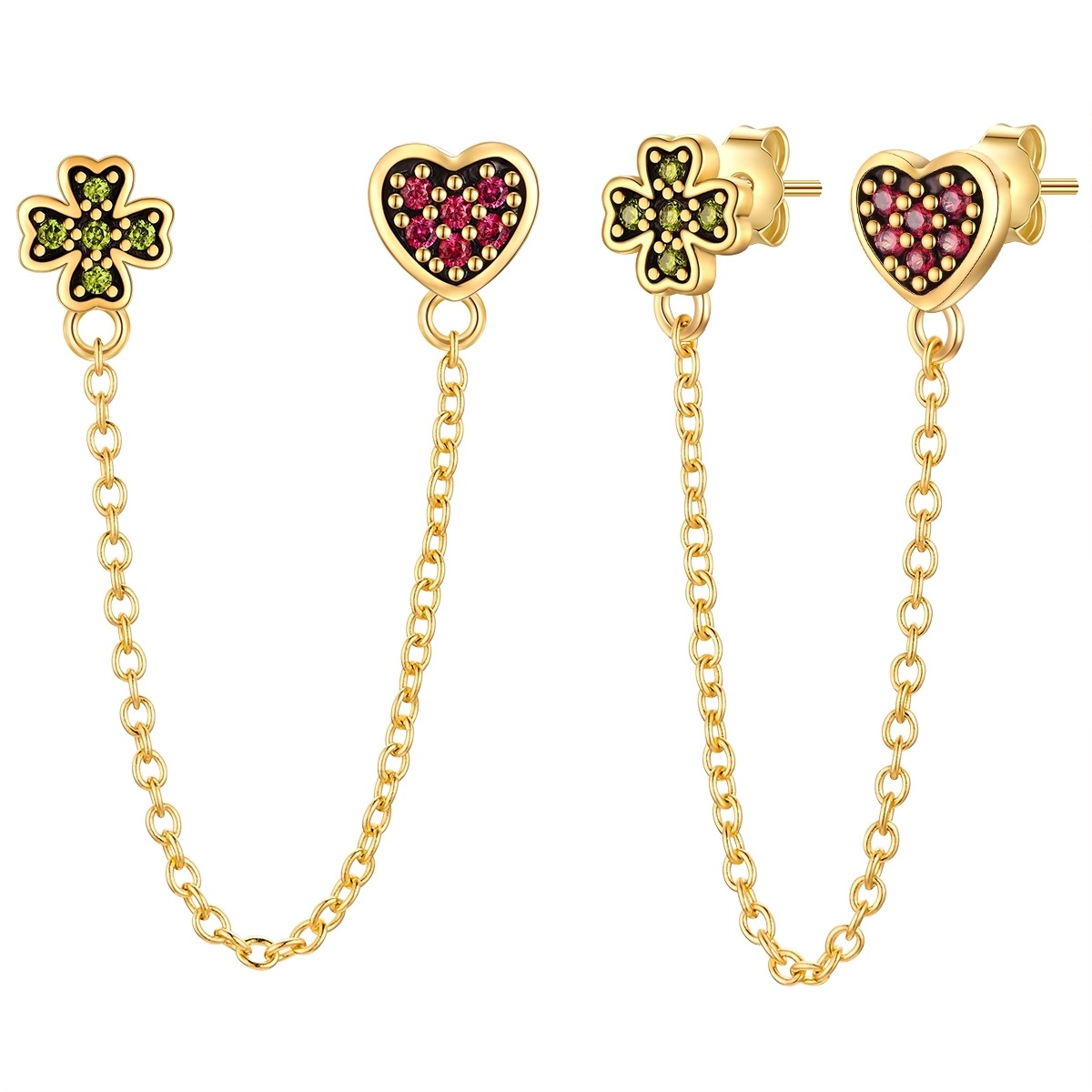 Paar Ohrstecker GLANZSTÜCKE MÜNCHEN "Set: GSM2257", gelbgold, rot, Ohrringe, Damen, 7,6/7,7mm,mit Zirkonia, Silber 925 (Sterlingsilber), aus Sterling Silber