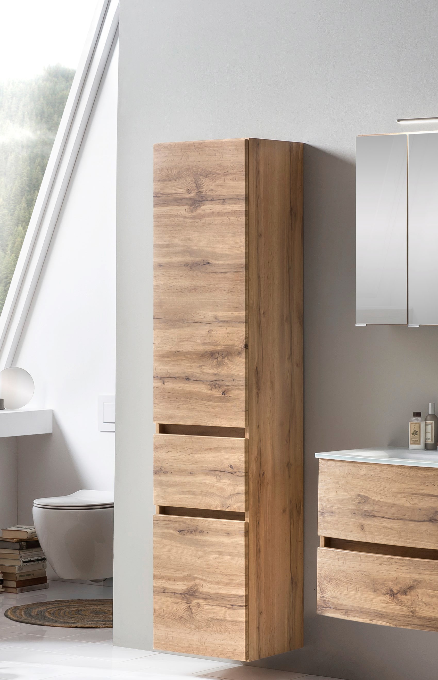 welltime Seitenschrank »Kaunas«, 40 cm breit, mit Schubkasten, Soft-Close-Funktion