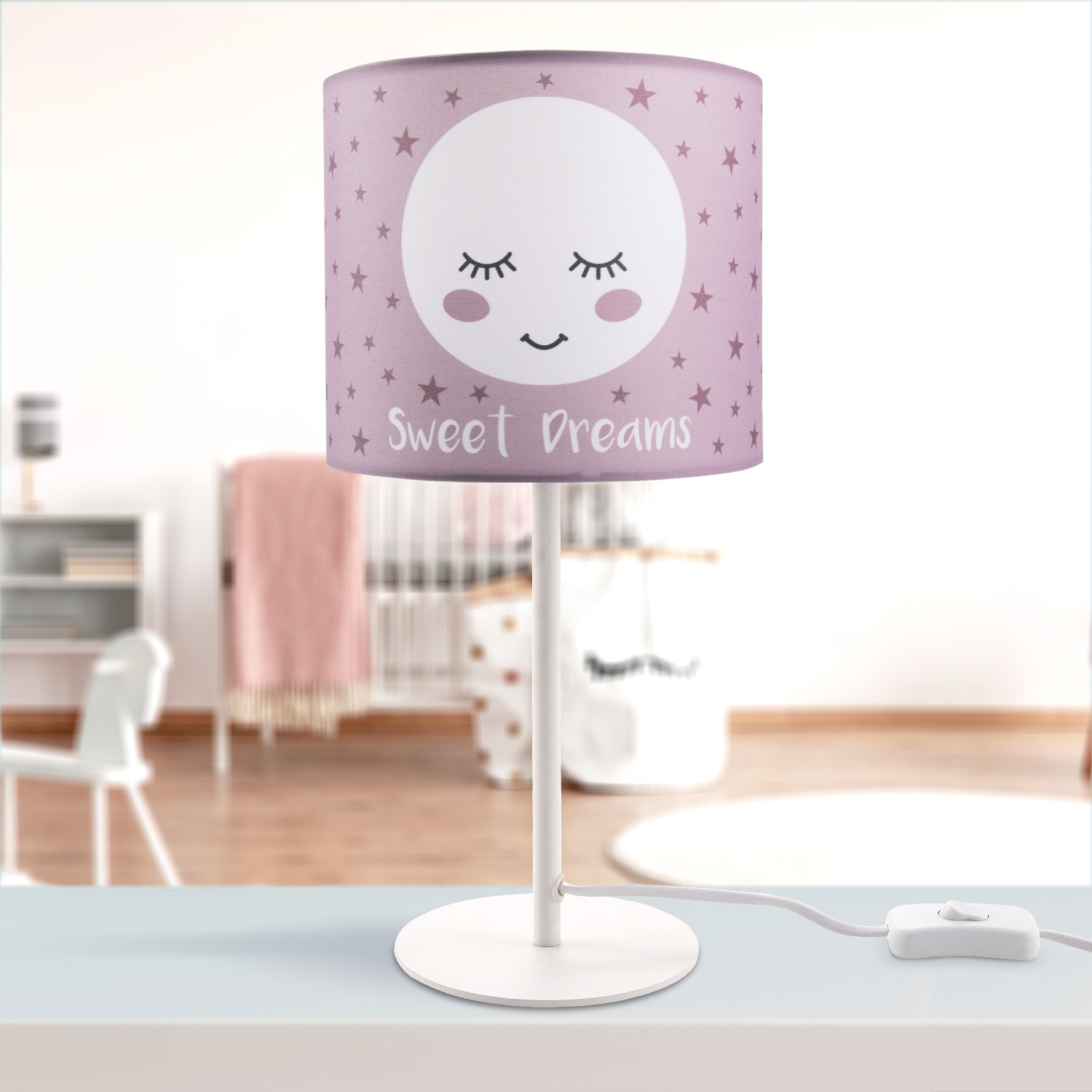 Tischleuchte Kinderzimmer LED E14 Lampe »Aleyna mit 1 Paco Home BAUR Mond-Motiv, | Tischleuchte Kinderlampe flammig-flammig, 103«,