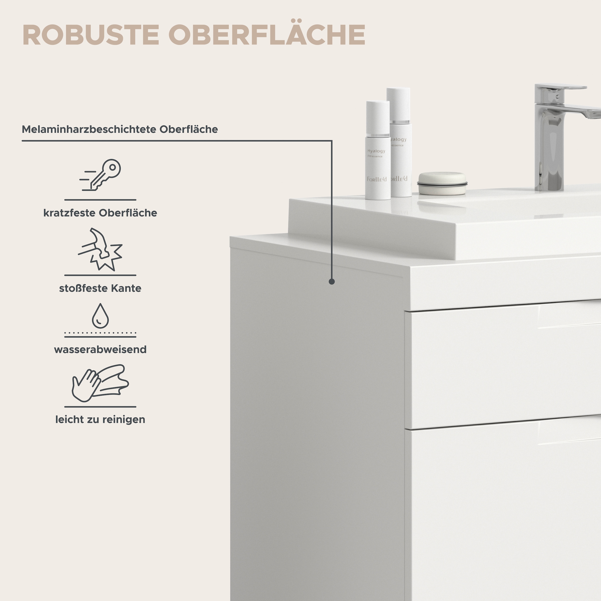 OTTO home Badmöbel-Set »MAOI, 3-tlg. Badkombi, hochwertige MDF Front, optional mit Beleuchtung«