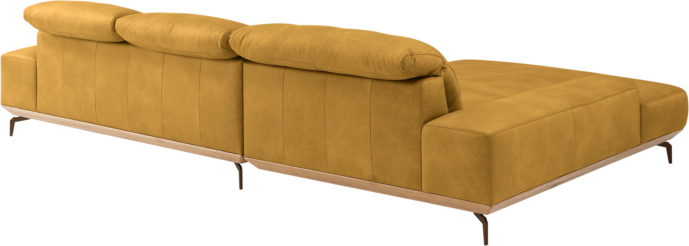 Wohnlandschaft MUSTERRING "MR 2490 Ecksofa mit erstklassigem Sitzkomfort, Long-Life-Leder", gelb (kurkuma, b), B:342cm T:207cm, Sofas, Wohnlandschaft, Bronze-Fuß Sitzhöhe 46cm, wahlweise mit Funktionen, Maße 342 x 207 cm 9