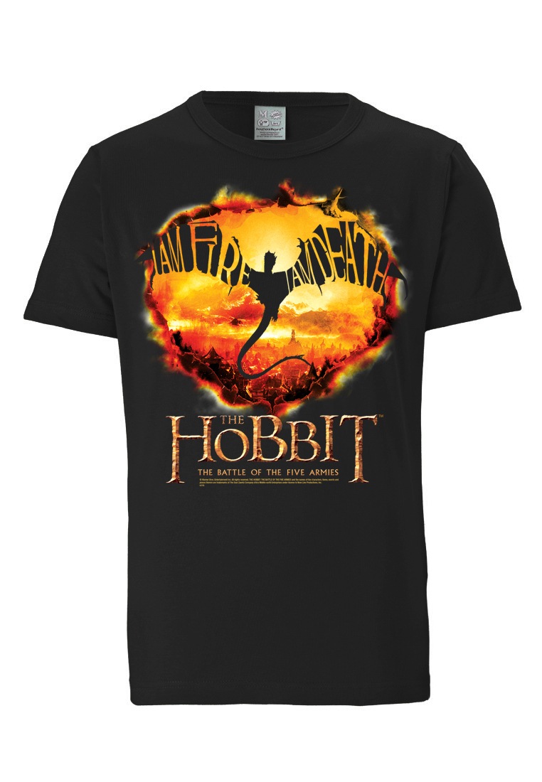 T-Shirt LOGOSHIRT "I Am Fire, I Am Death - Hobbit", Herren, Gr. L, orange (schwarz, orange), 100% Baumwolle, bedruckt, normal, Rundhals, Shirts T-Shirt, mit coolem Print 3