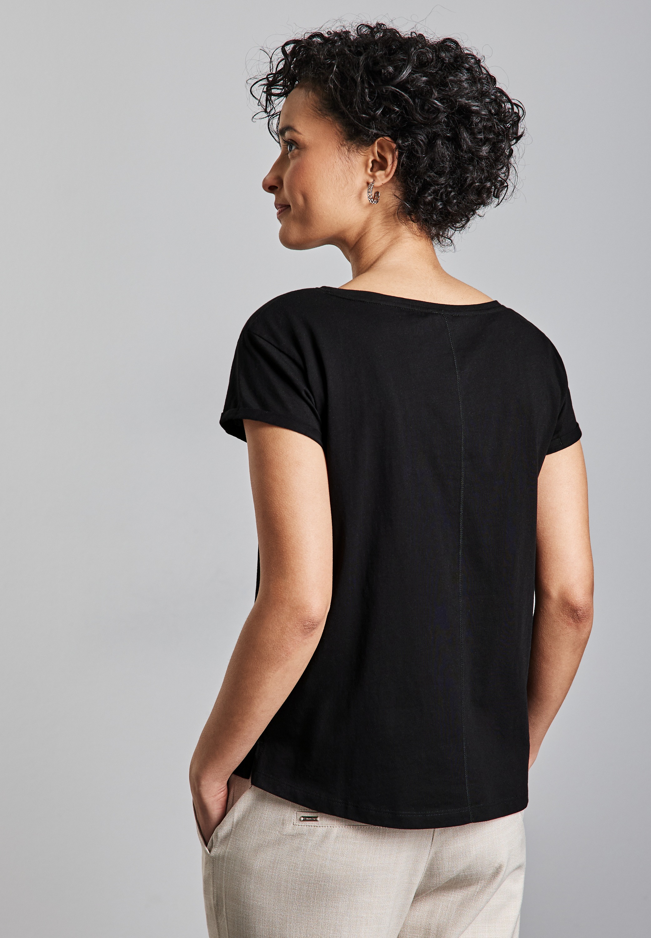 STREET ONE Print-Shirt, mit Seitlichen Einschlitzen am Saum
