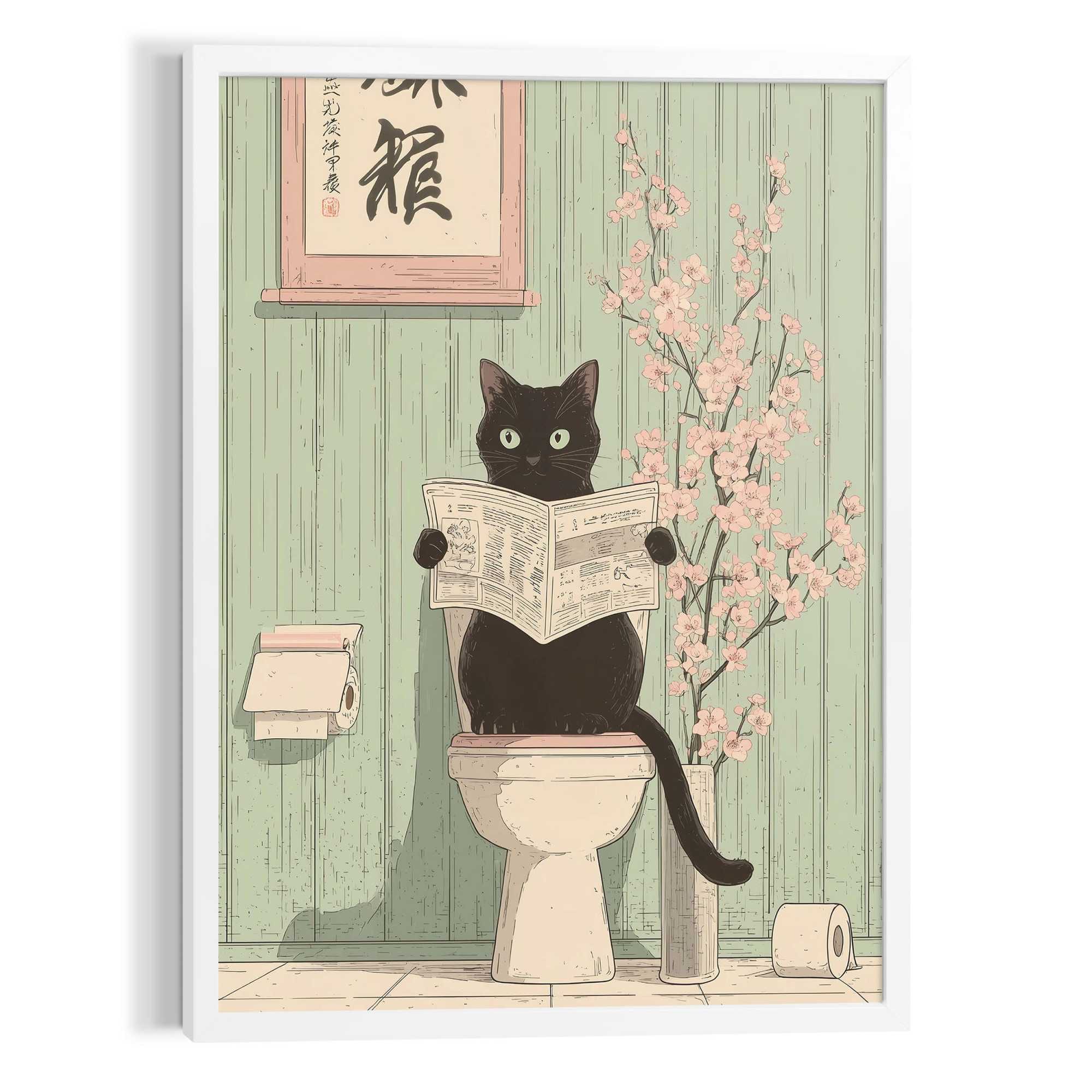Reinders! Bild mit Rahmen »Katzen-News« Tiere 1 Stk. tlg. Toilette - Grün - MDF - Tiere - 50x70 cm