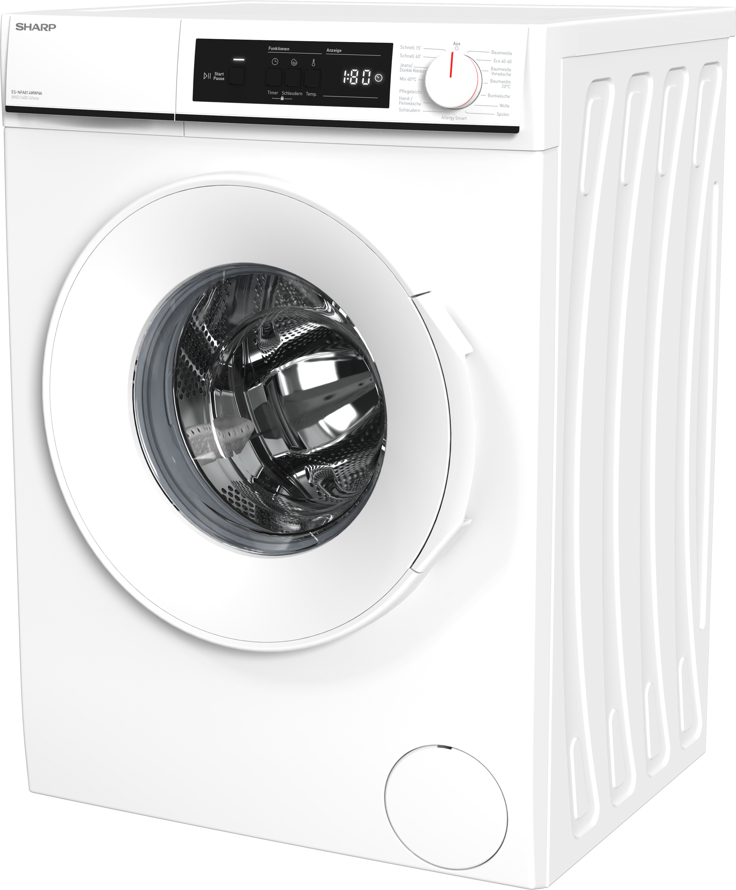 Sharp Waschmaschine »ES-NFA814WWNA-DE« 8 kg 1400 U/min AllergySmart für Allergiker: Entfernt bestimmte Allergene & Bakterien