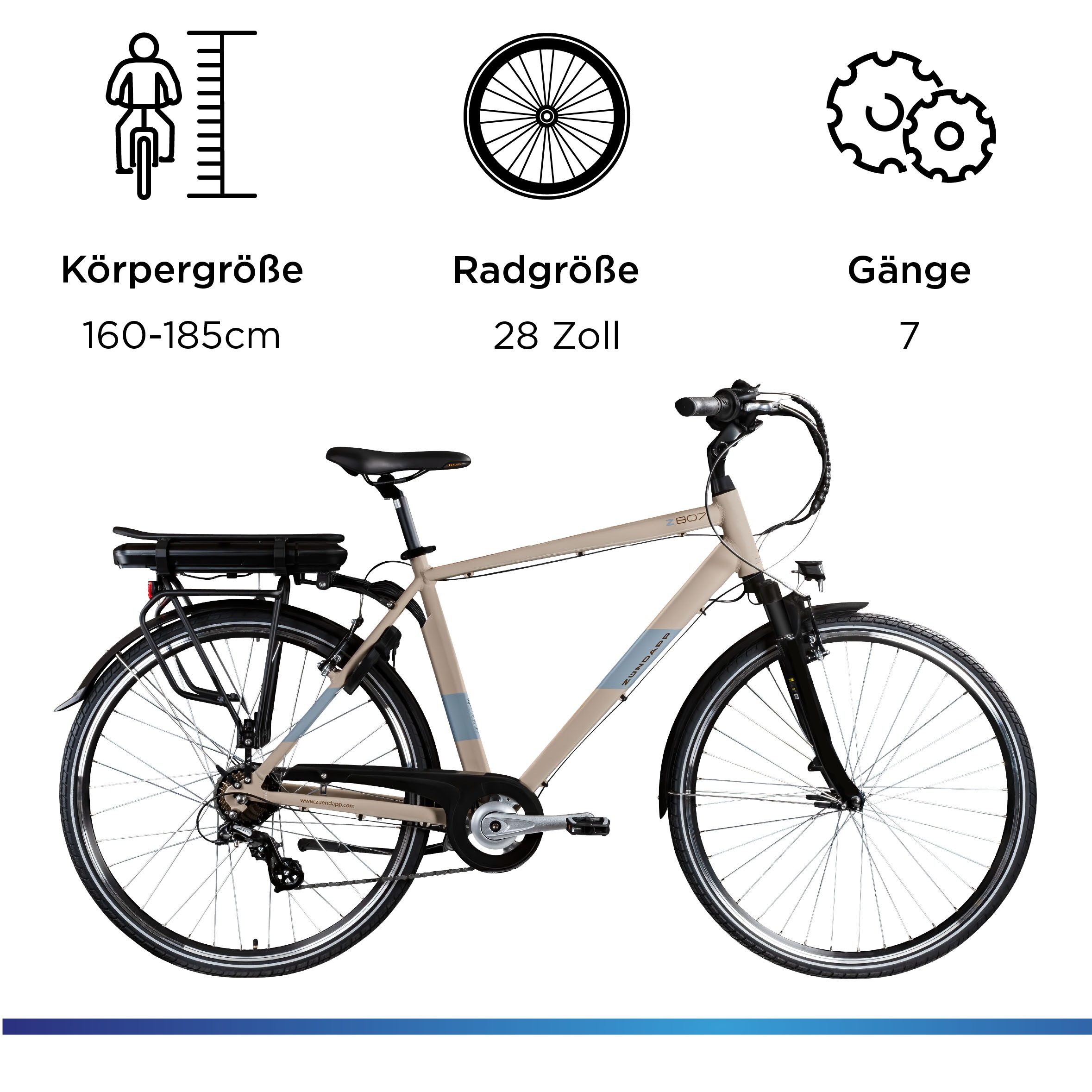 Zündapp E-Bike »Z807«, 7 Gang, Shimano, Altus, Heckmotor 250 W