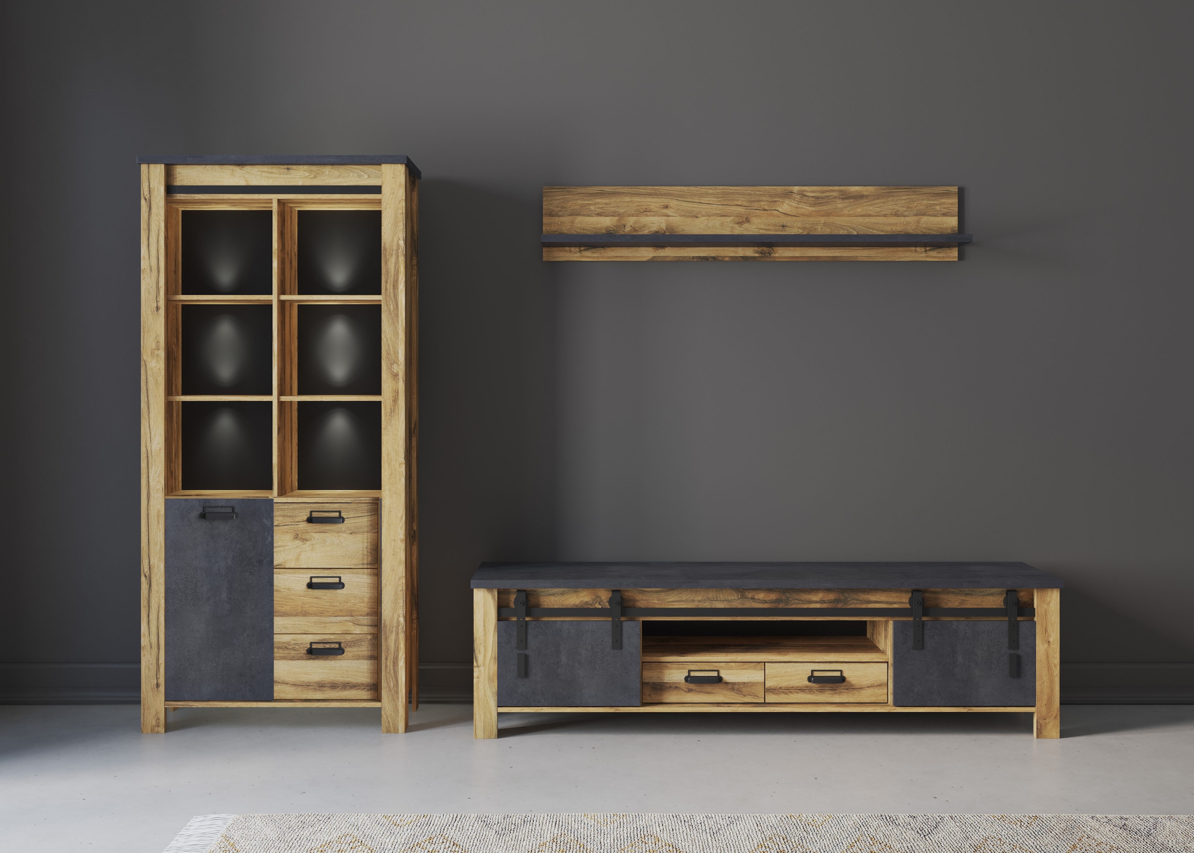 Home affaire Wohnwand "York, moderne Anbauwand, Wohnzimmer-Set in Hunton Oa günstig online kaufen