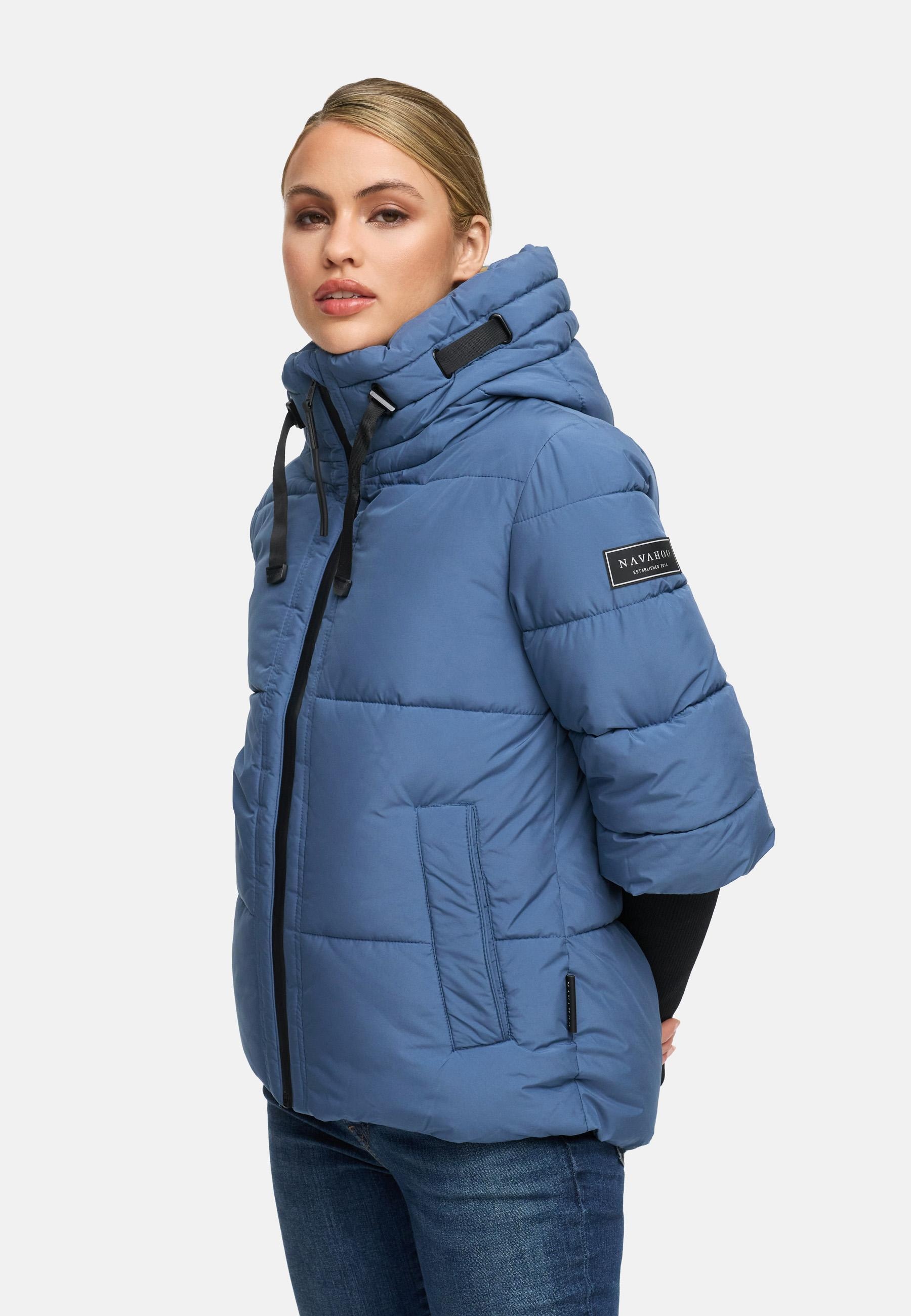 Navahoo Steppjacke »Lotusherz XIV«, mit Kapuze, Warme gesteppte Winterjacke mit Rippstrickärmeln