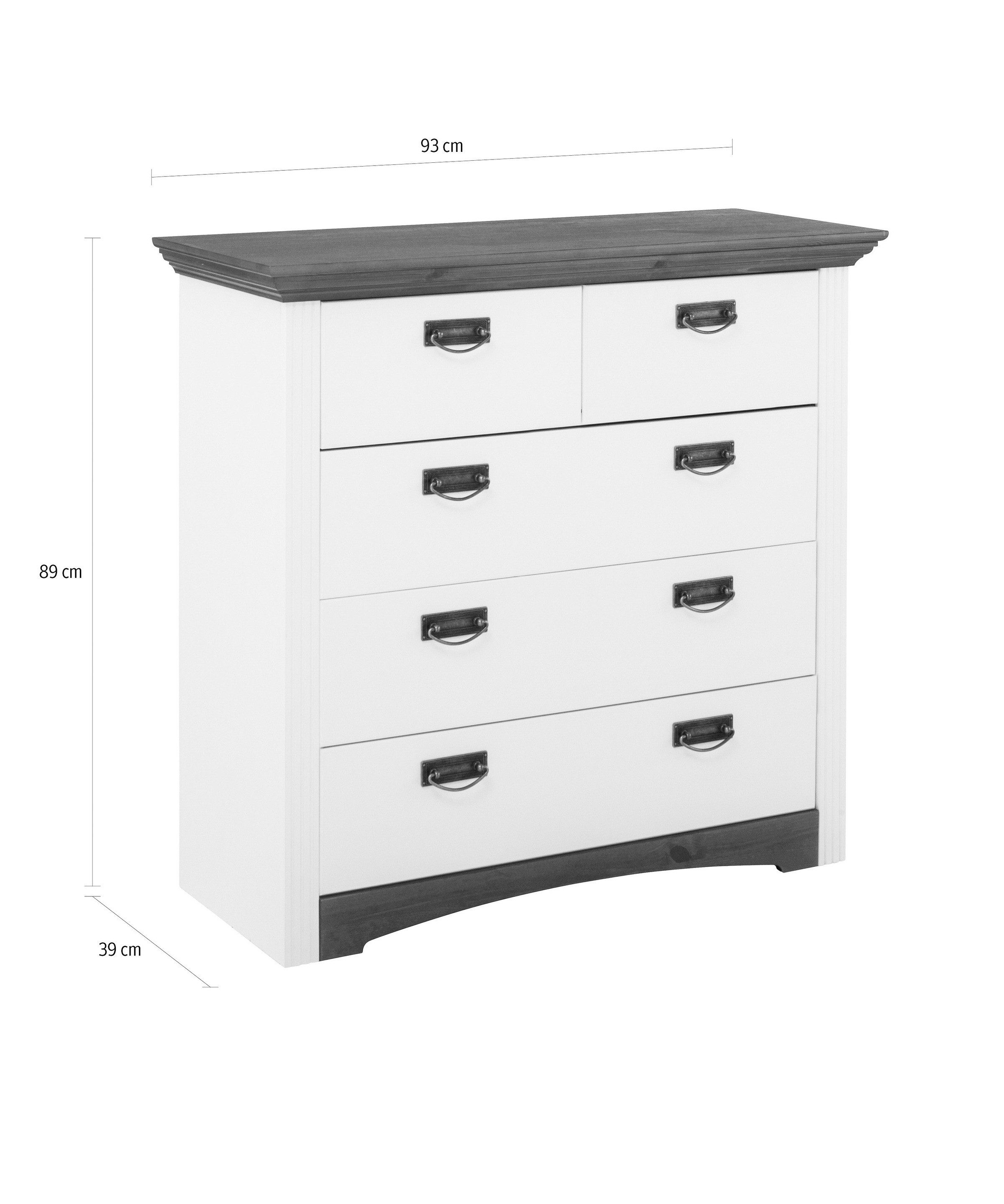 Home affaire Schubkastenkommode »Konrad«, Breite 94 cm, aus massiver, FSC®-zertifizierter Kiefer