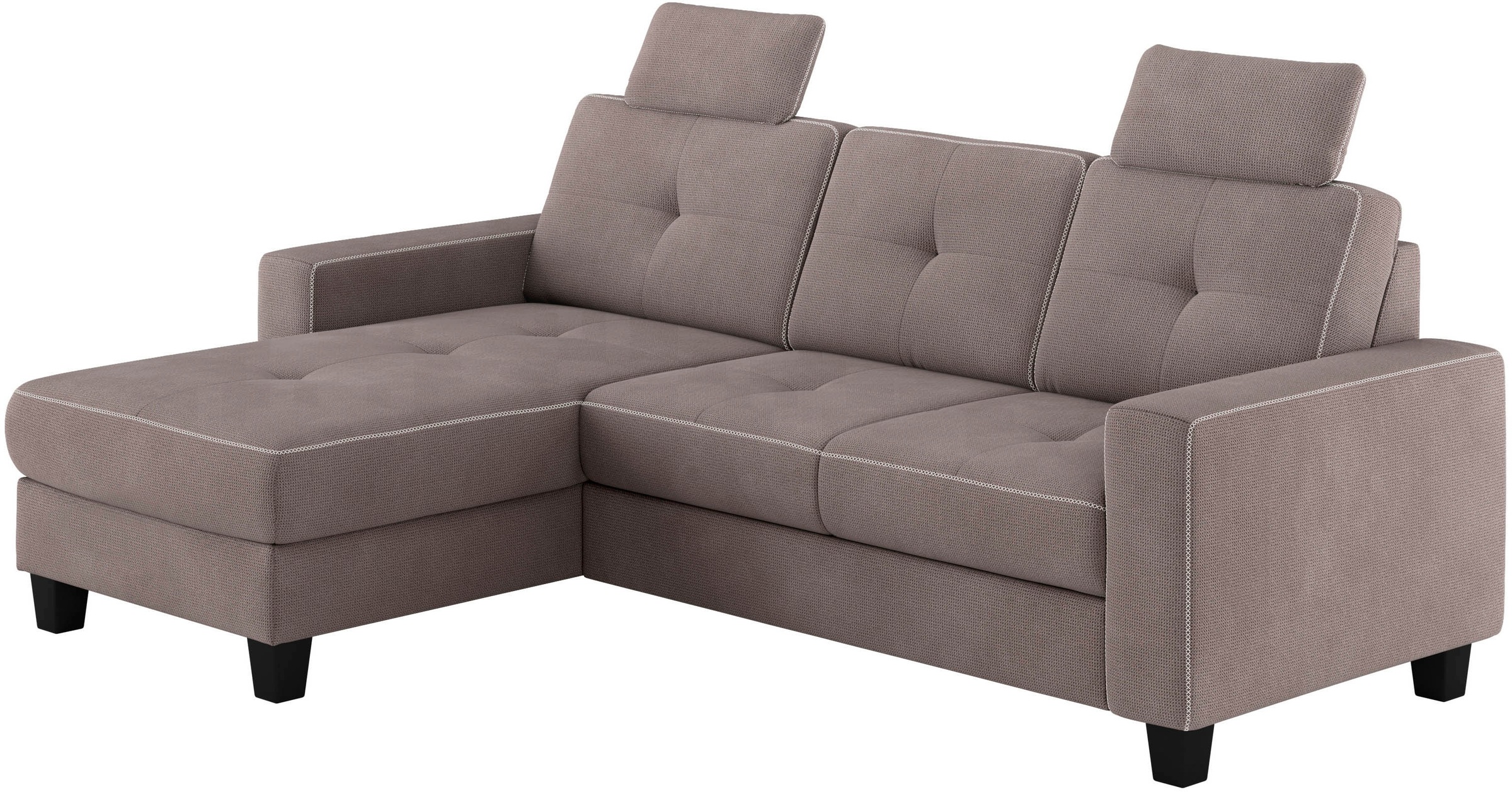 Places of Style Ecksofa »Varese L-Form«, Kreuznaht in beige