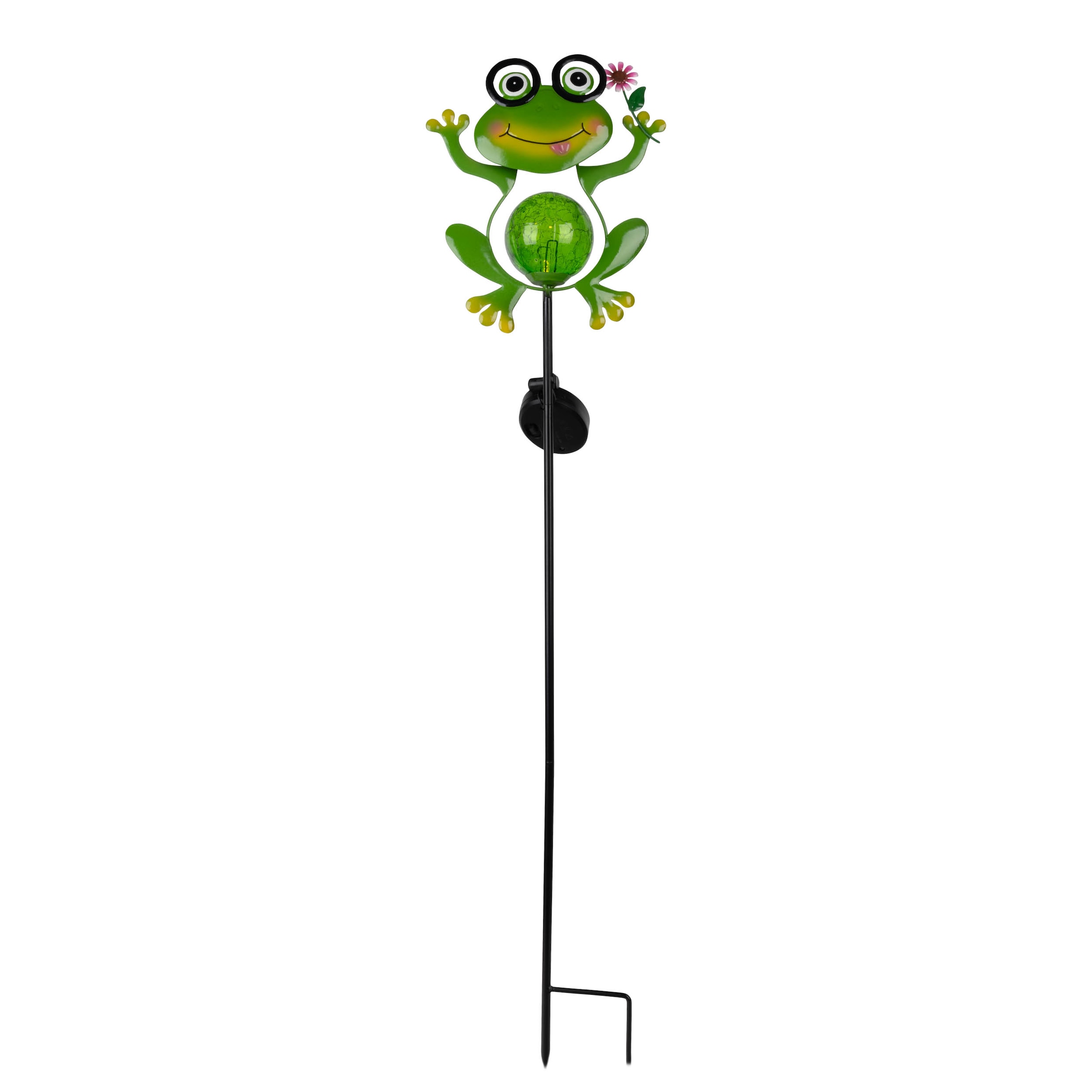 näve LED Solarleuchte »Froggy« LED-Modul 1 Stk. Warmweiß Erdspieß Frosch mit Blume, grün, H: 90cm, warmweiß, 6-8h Leuchtdauer