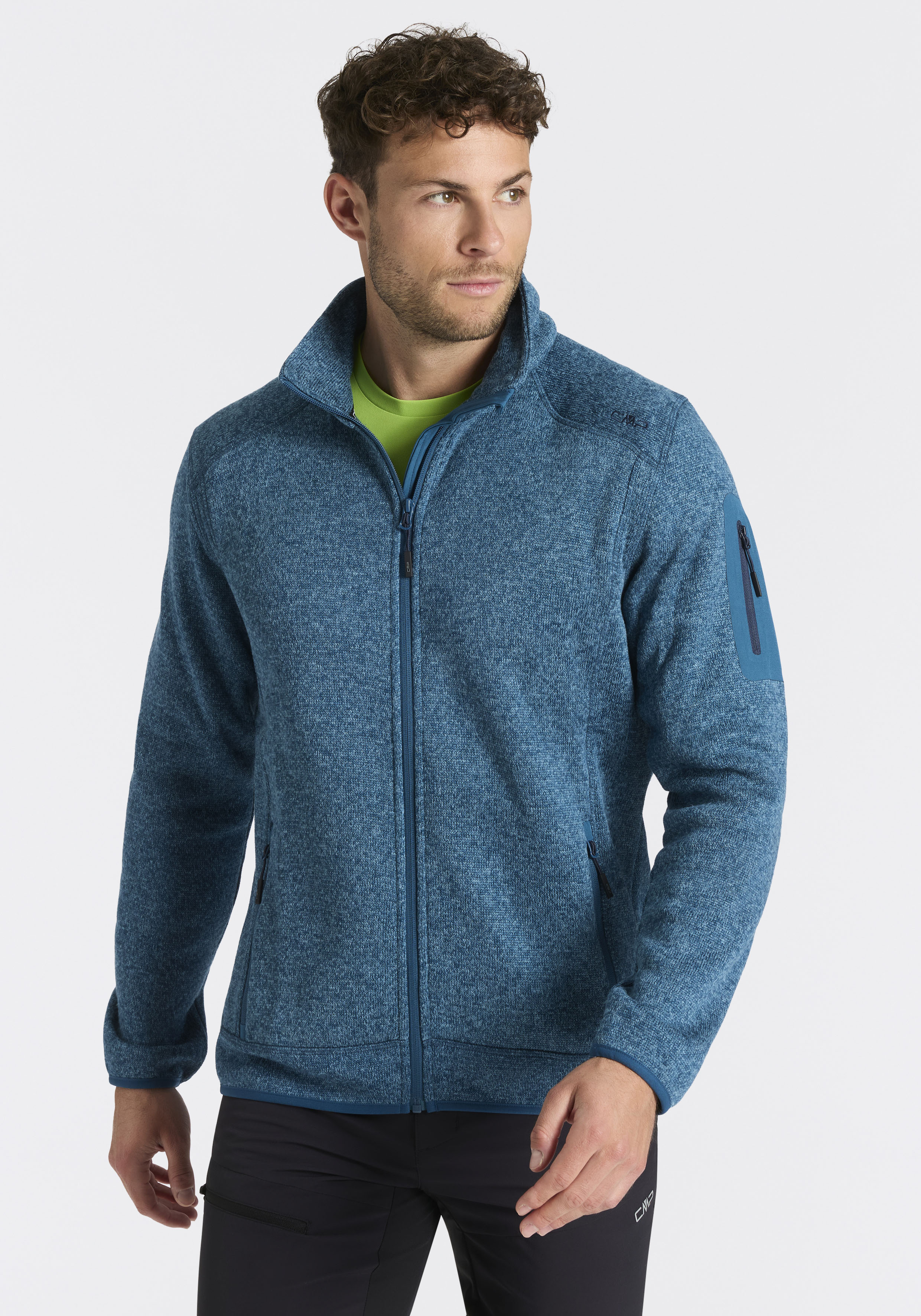 CMP Strickfleecejacke "MAN JACKET" ohne Kapuze mit hochschließendem Kragen, atmungsaktiv, wasserabweisend