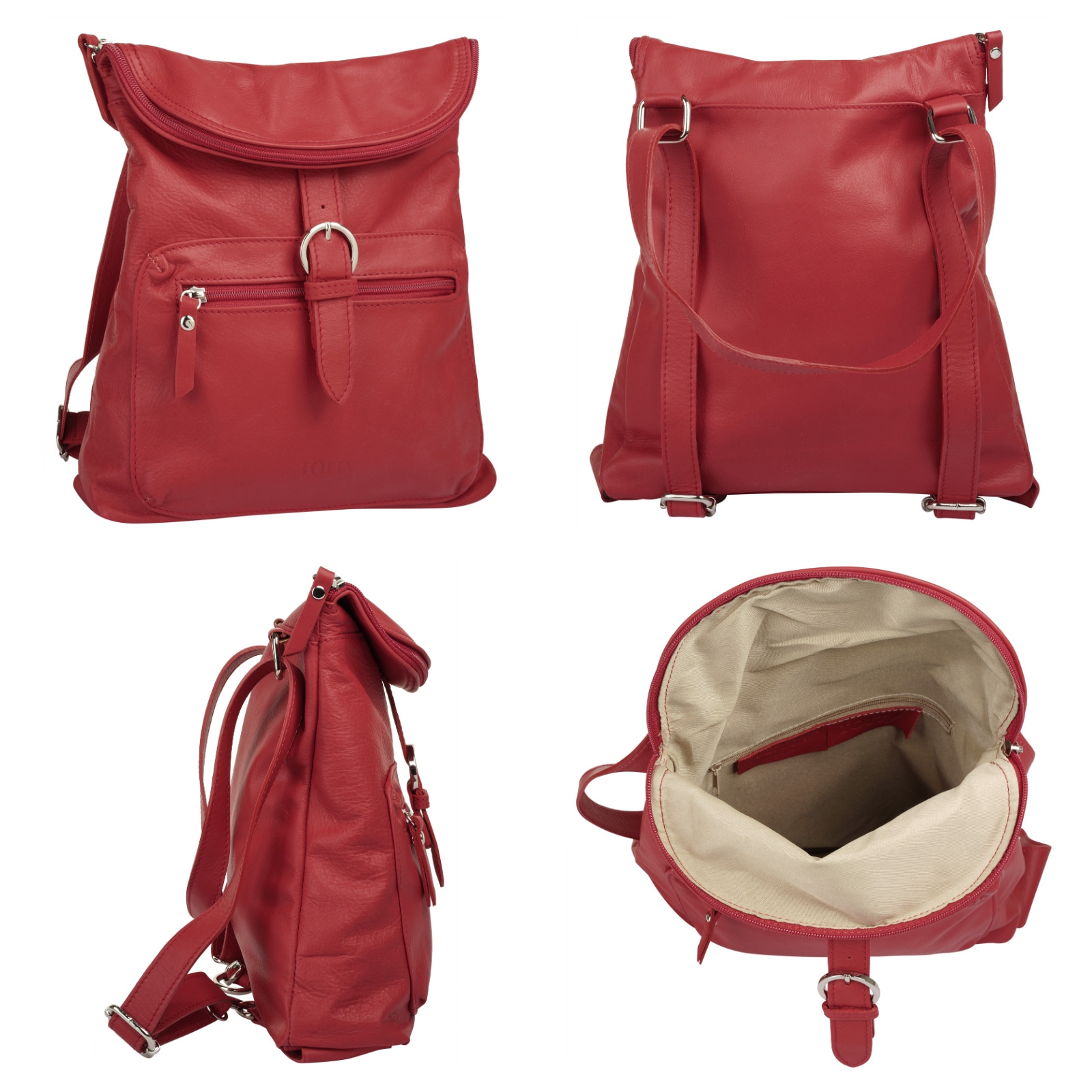 forty° Cityrucksack, echt Leder, Made in Italy
