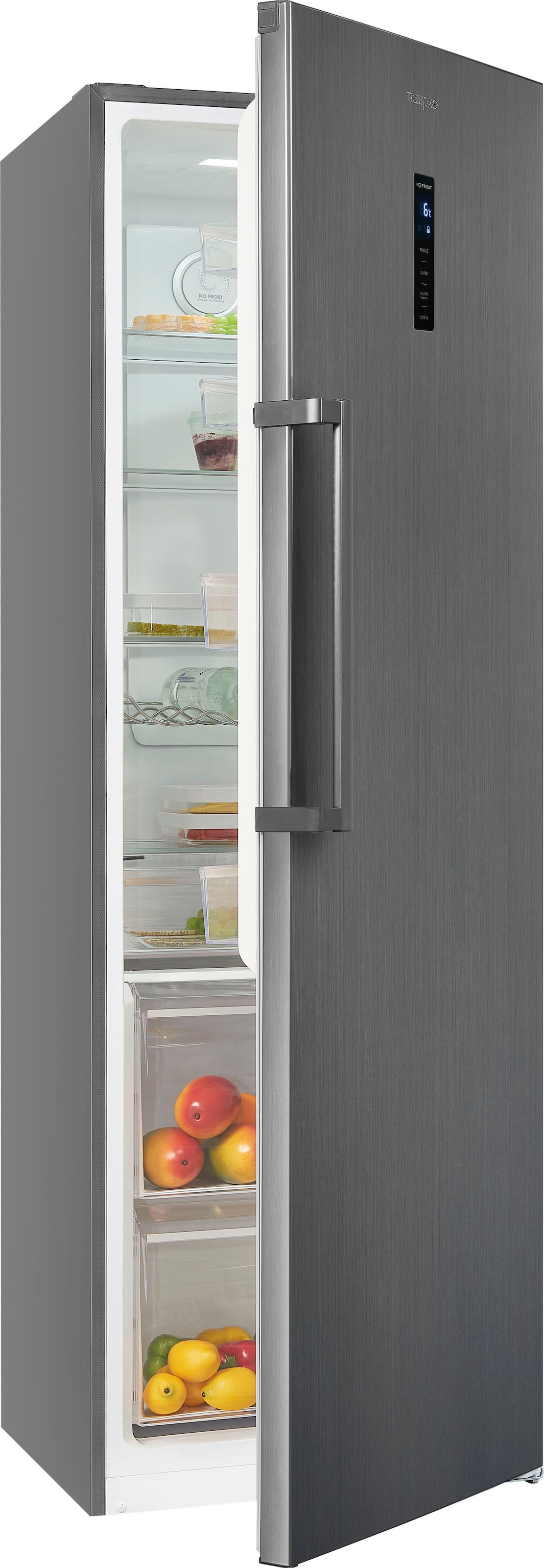 exquisit Vollraumkühlschrank »KS360-V-HE-040D«, KS360-V-HE-040D, 185 cm hoch, 60 cm breit, 359 Liter Nutzinhalt, NoFrost, Display