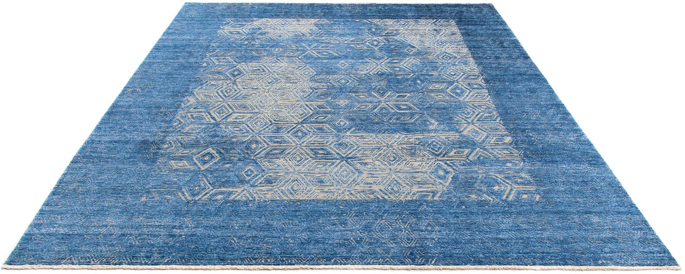 Designteppich »Designer - 307 x 248 cm - blau«, rechteckig, Wohnzimmer, Handgeknüpft,...