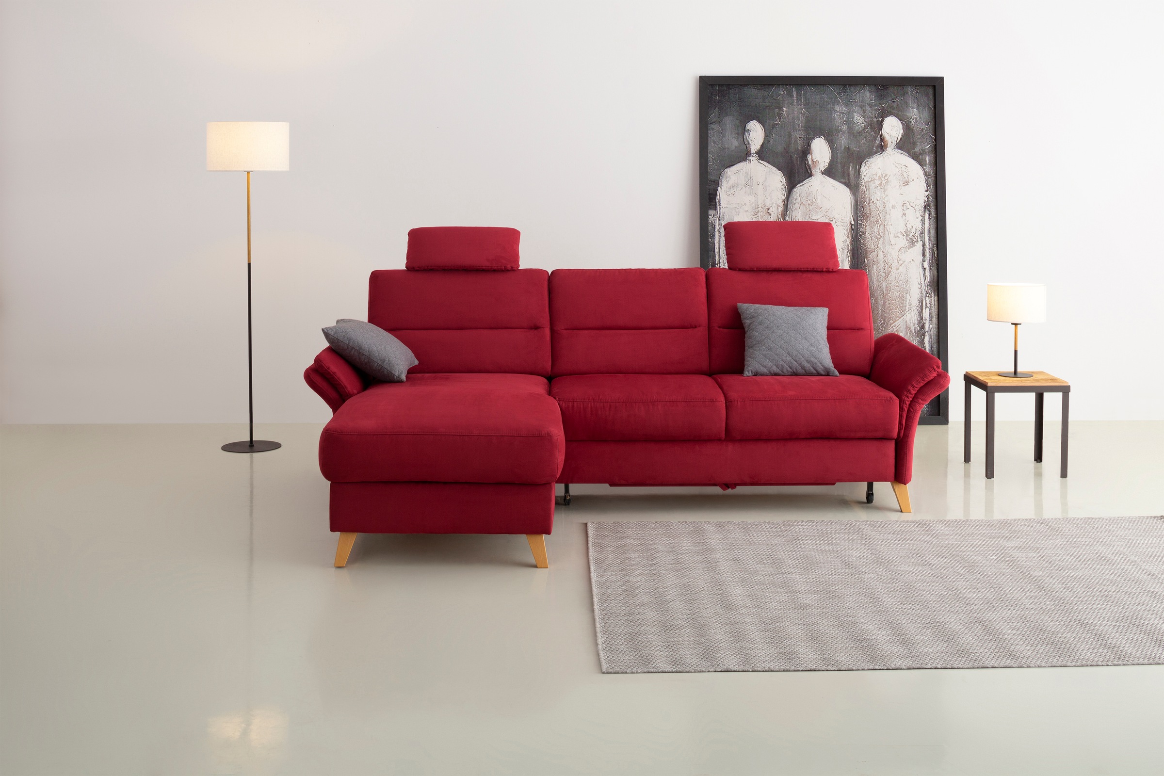 OTTO home Ecksofa "Westerland L-Form" Federkern-Polsterung, wahlweise mit Schlaffunktion, Bettkasten