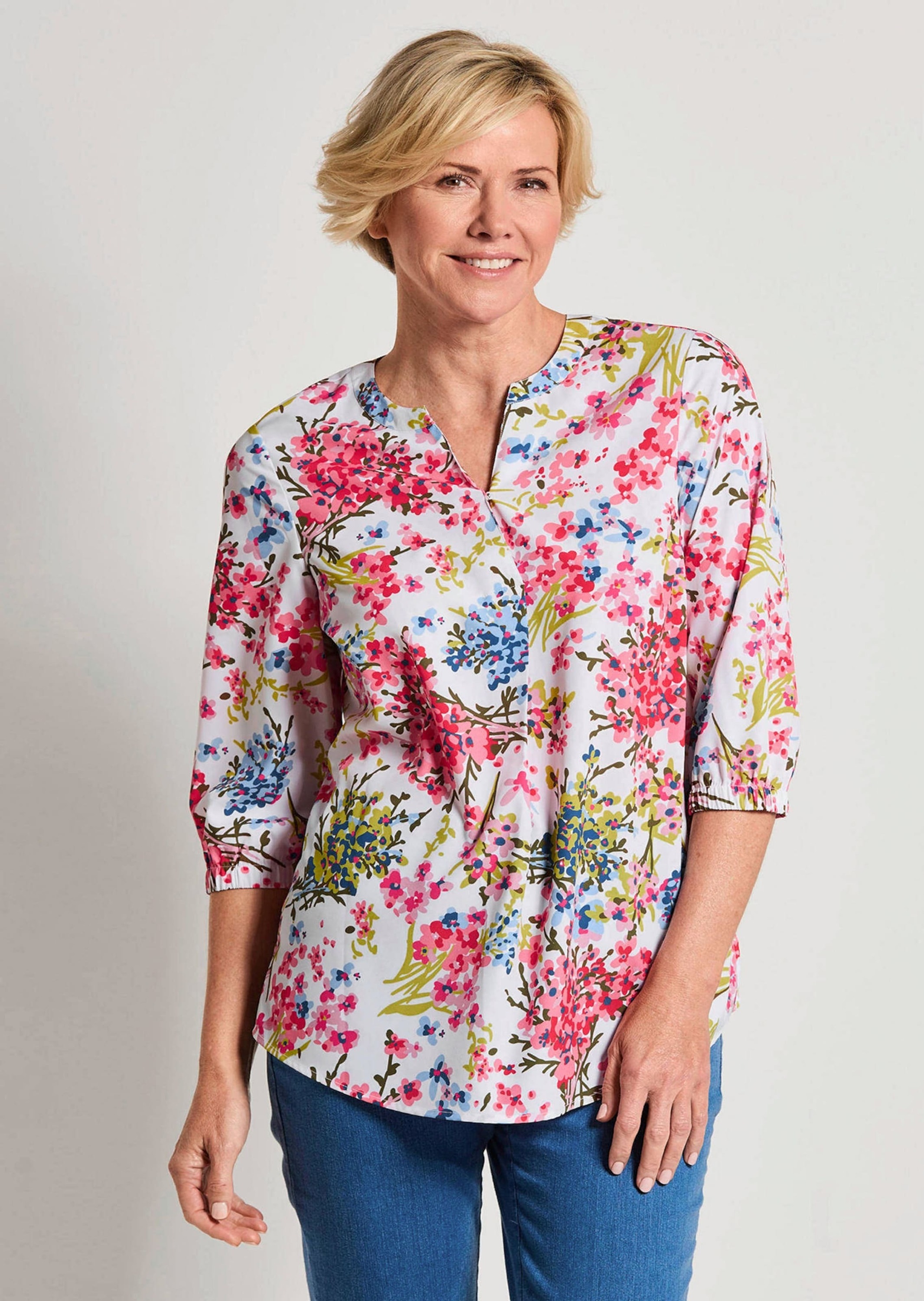 Goldner Floral Print Slip Blouse Multicolor Size 46 3