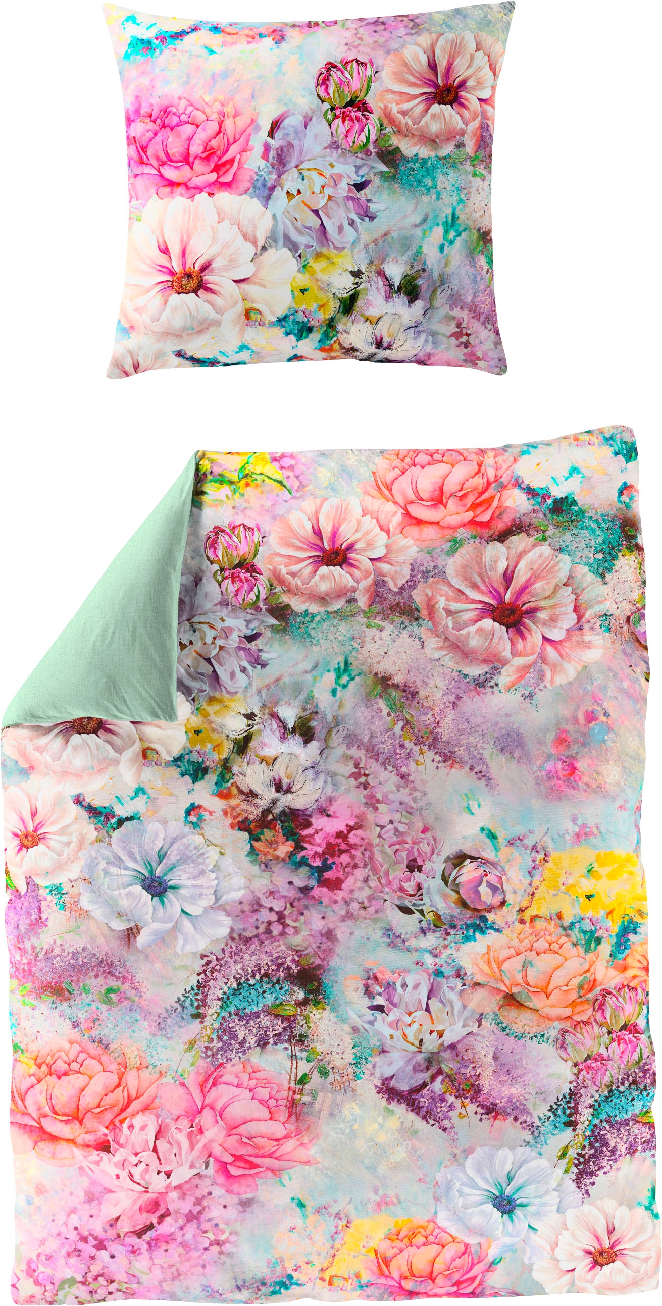 BIERBAUM Wendebettwäsche "Colorful Flowers" 2 Stk. tlg. mit floralem Digita günstig online kaufen