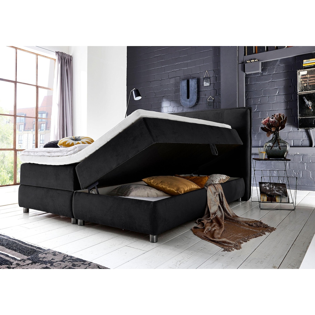 ATLANTIC home collection Boxspringbett »Tilo«, mit Tonnentaschen-Federkernmatratze, inkl. Bettkasten und Topper