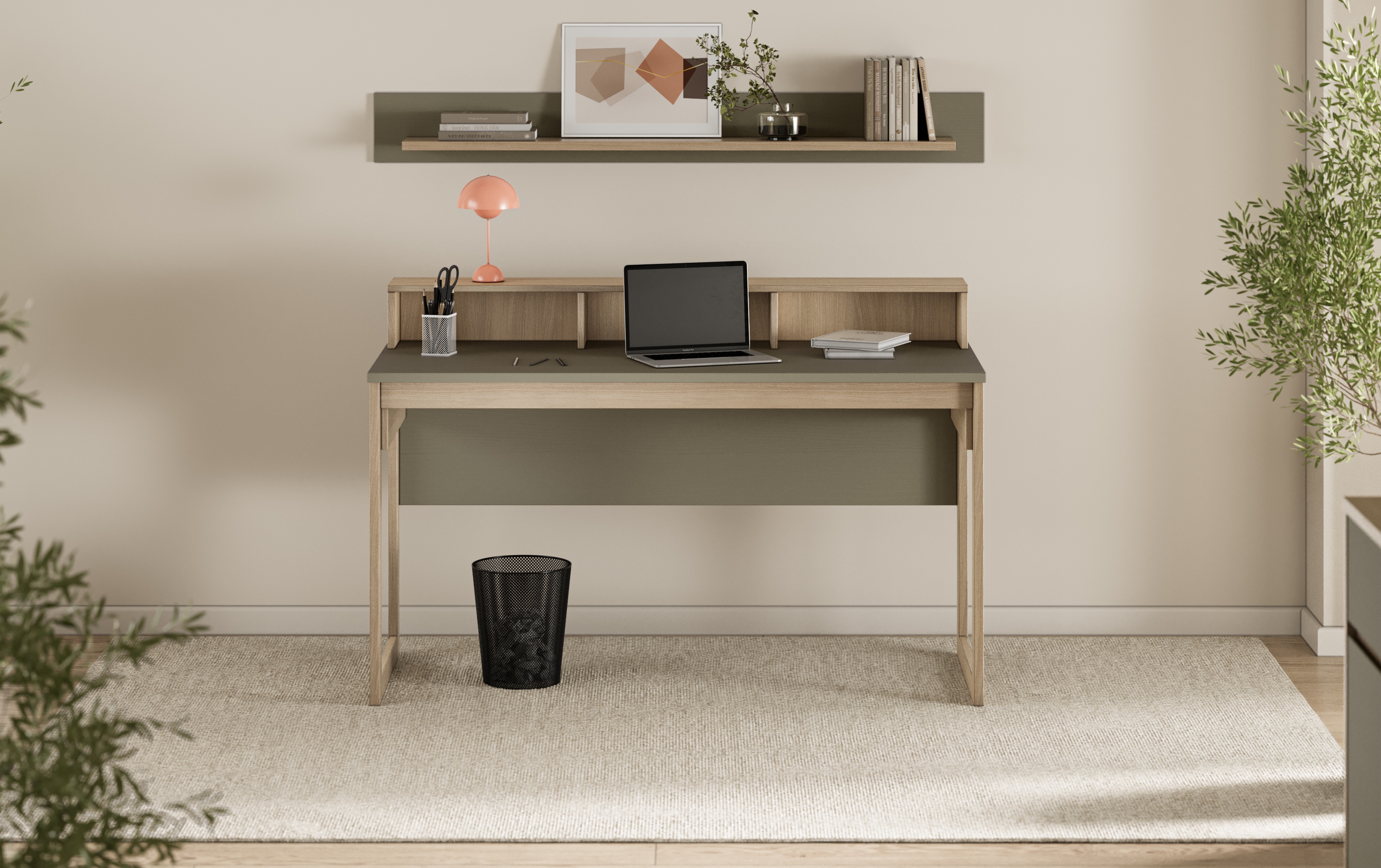 Home affaire "Stranda im Scandi-Style, Home Office, Büro in zwei Farben verfügbar" 2 Stk. tlg. enthält Schreibtisch und Wandboard