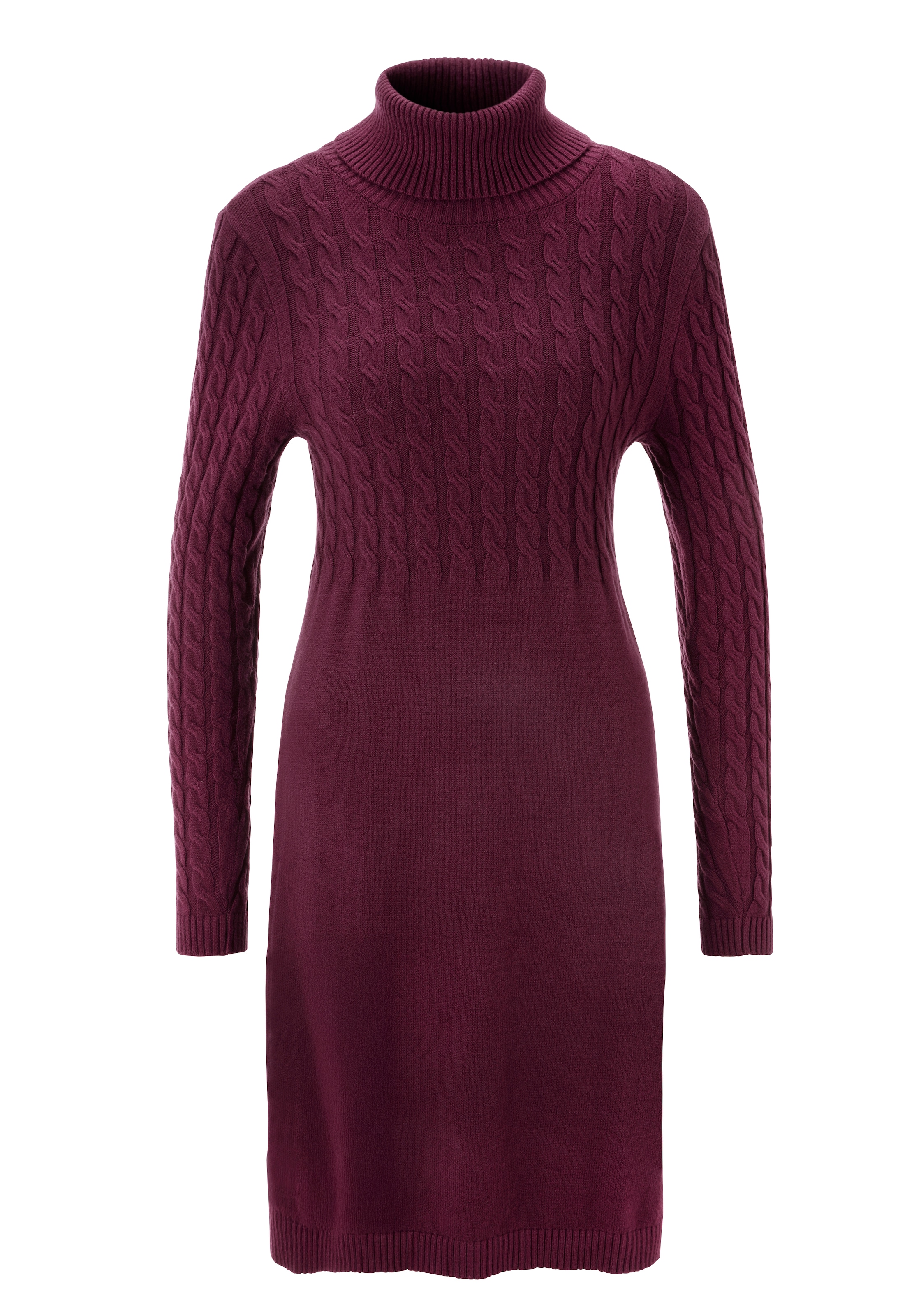 Aniston CASUAL Strickkleid, mit Zopfmuster im Oberteil und den langen Ärmeln