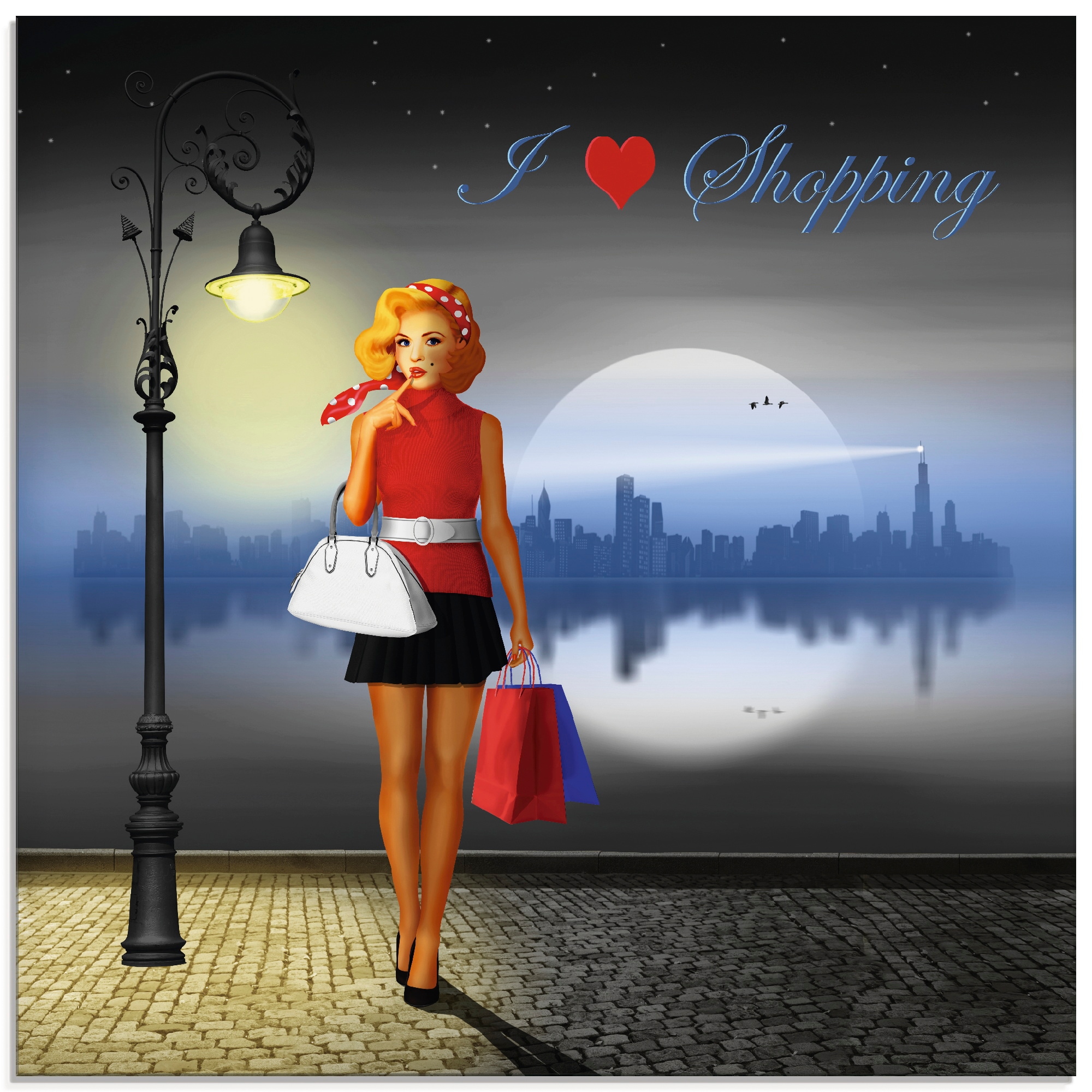 Artland Glasbild "Ich liebe Einkaufen", Mode, (1 St.), in verschiedenen Größen