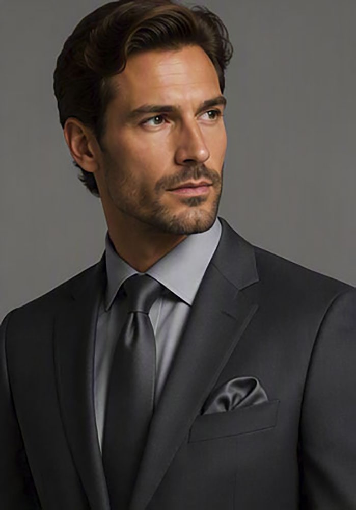 BRUNO BANANI Herren Krawatte, grau, leicht glänzend, unifarben, Satin, Kunstfaser, Krawatten, inklusive Einstecktuch