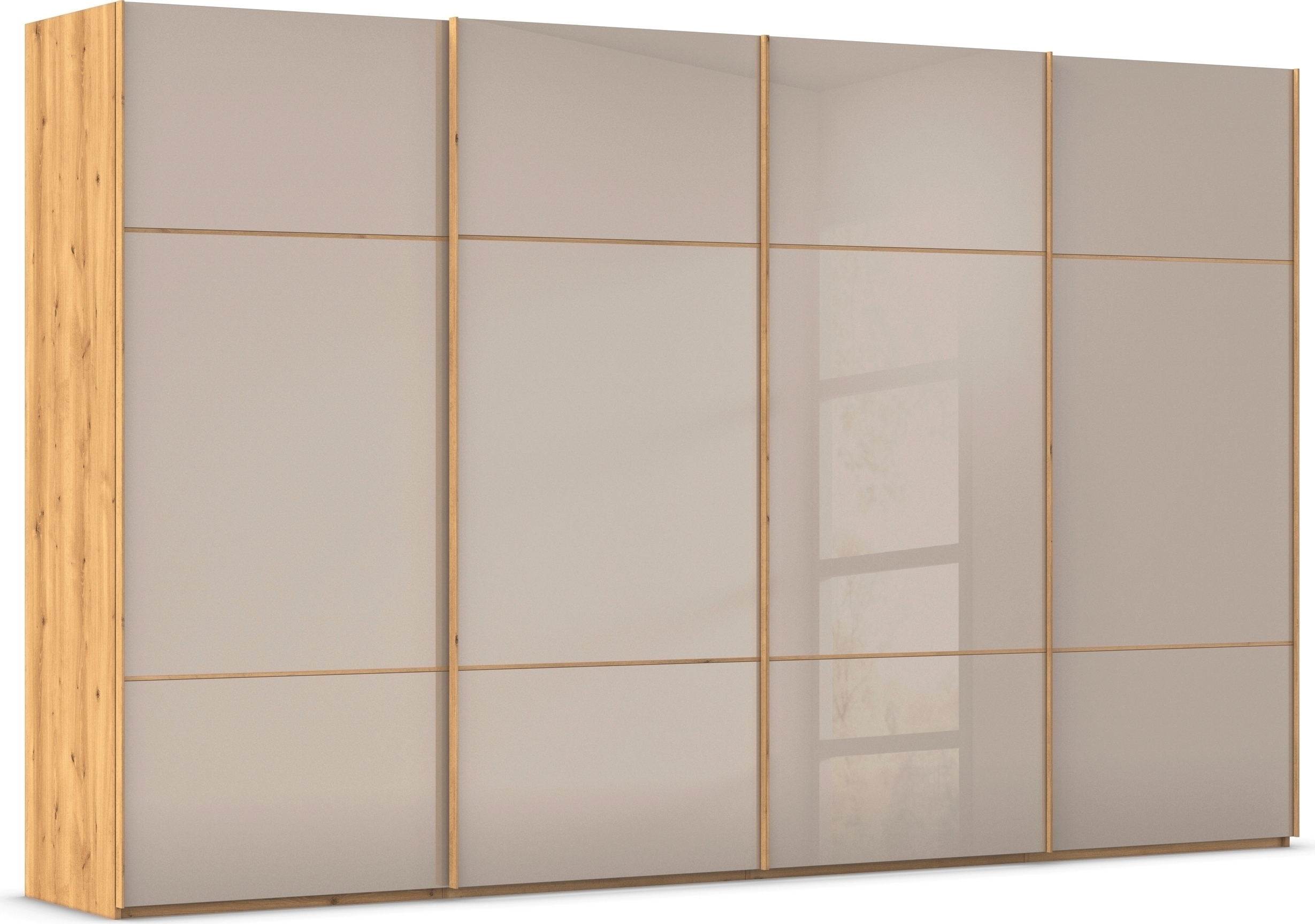 rauch "Kleiderschrank Schrank Garderobe Schlafzimmerschrank SCALE-TRIO" edle dreigeteilte Front mit 2 Zierleisten Glasfront MADE IN GERMANY