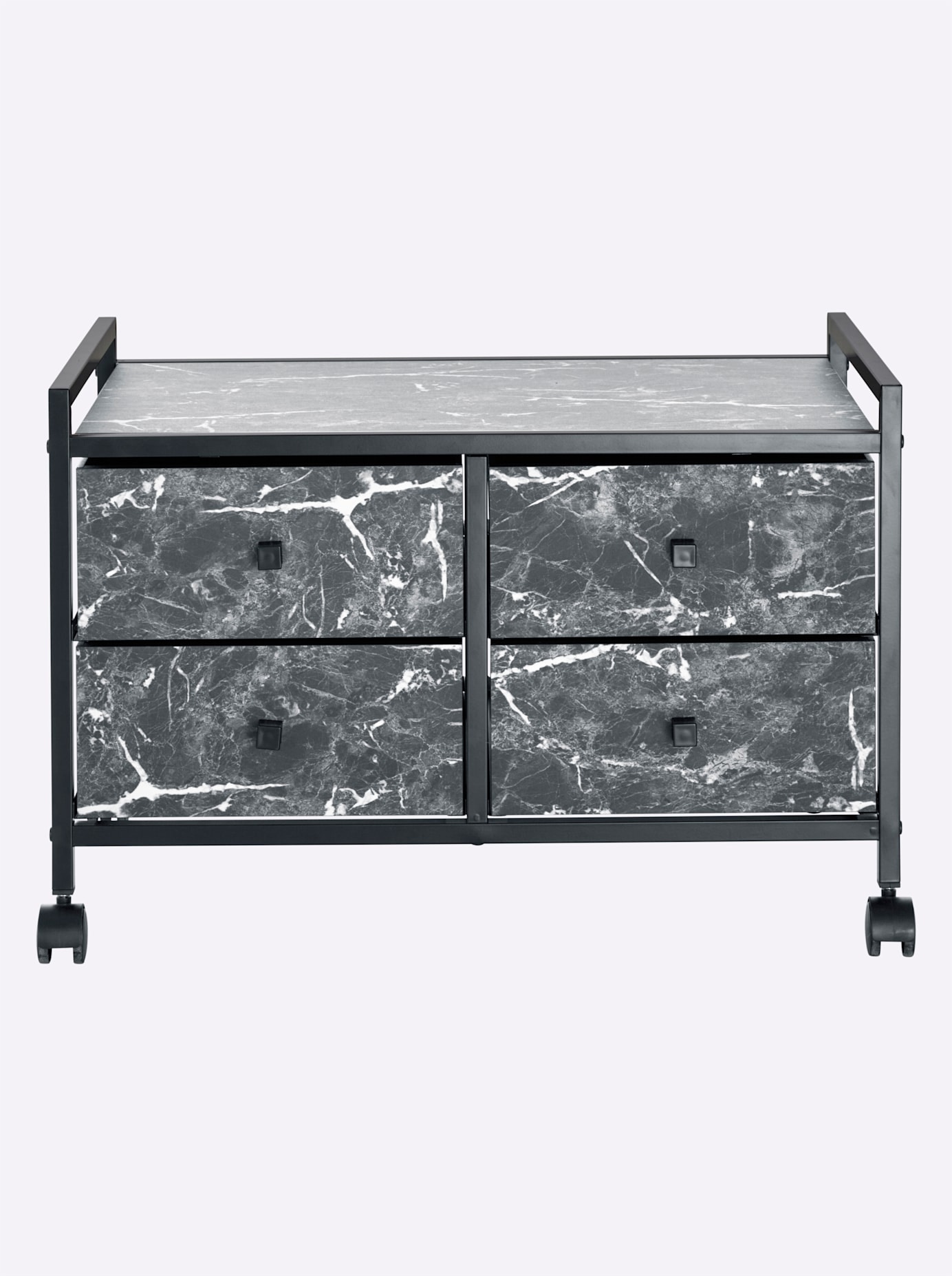 Rollwagen HEINE HOME, B:64cm H:43cm T:40cm, schwarz, MDF, Metall, Rollwagen