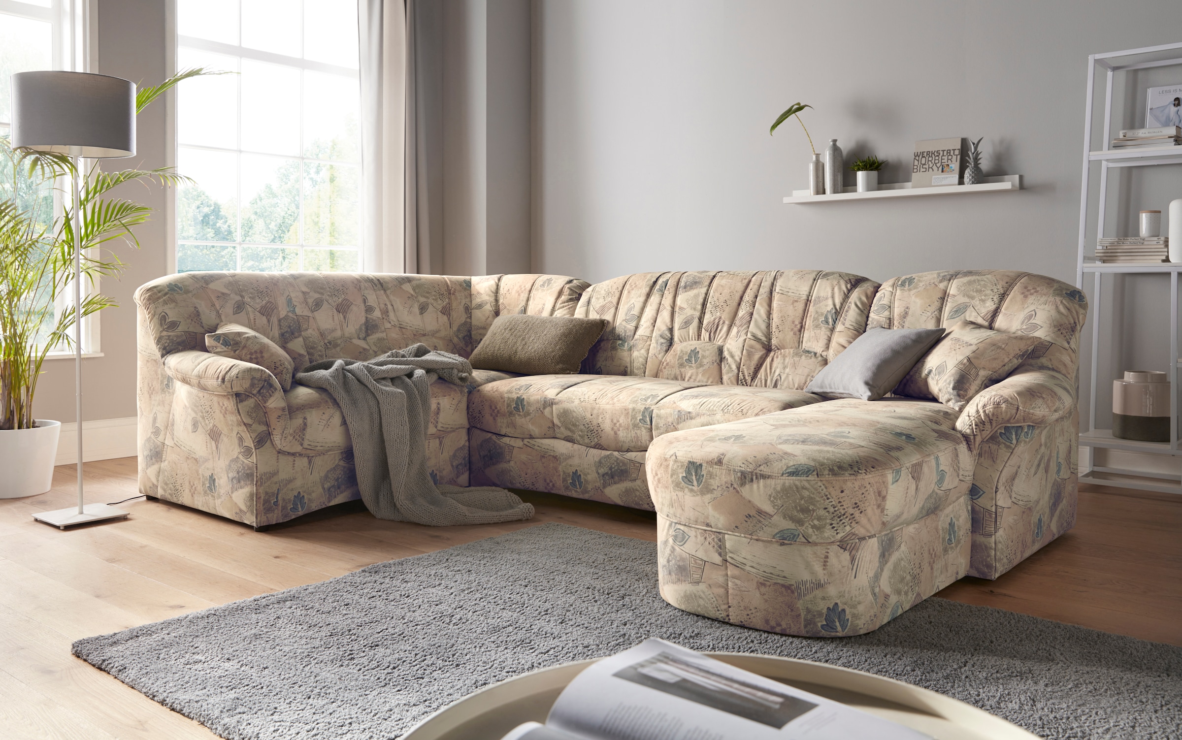 DOMO collection 1100000002199 "Bahia U-Form, B/T: 308/200 cm, mit Federkern, belastbar bis 140kg/Sitz" Microfaser MELROSE, mocca