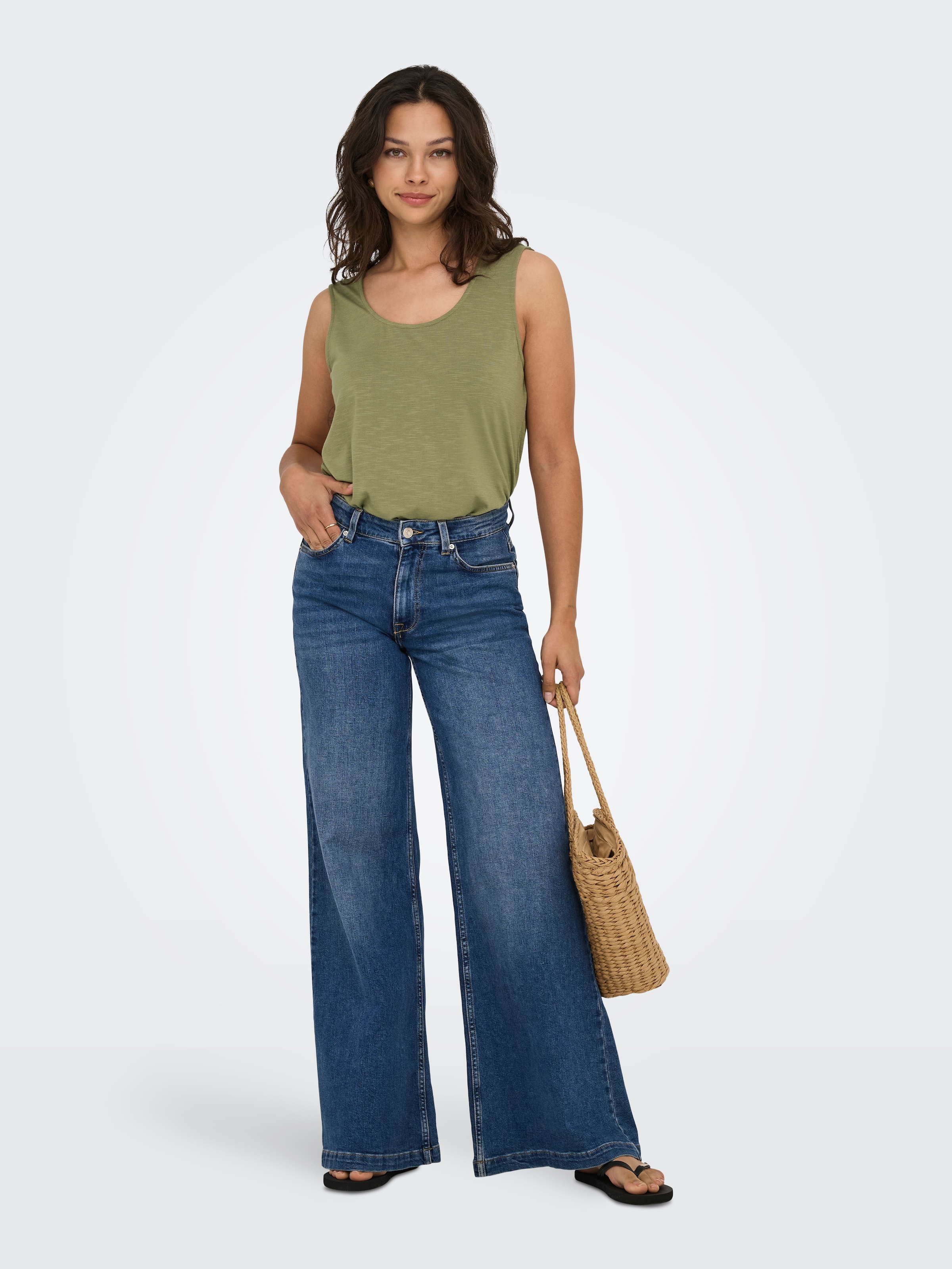 ONLY Spitzentop »ONLFREDA S/L U-NECK MIX TOP BOX JRS«