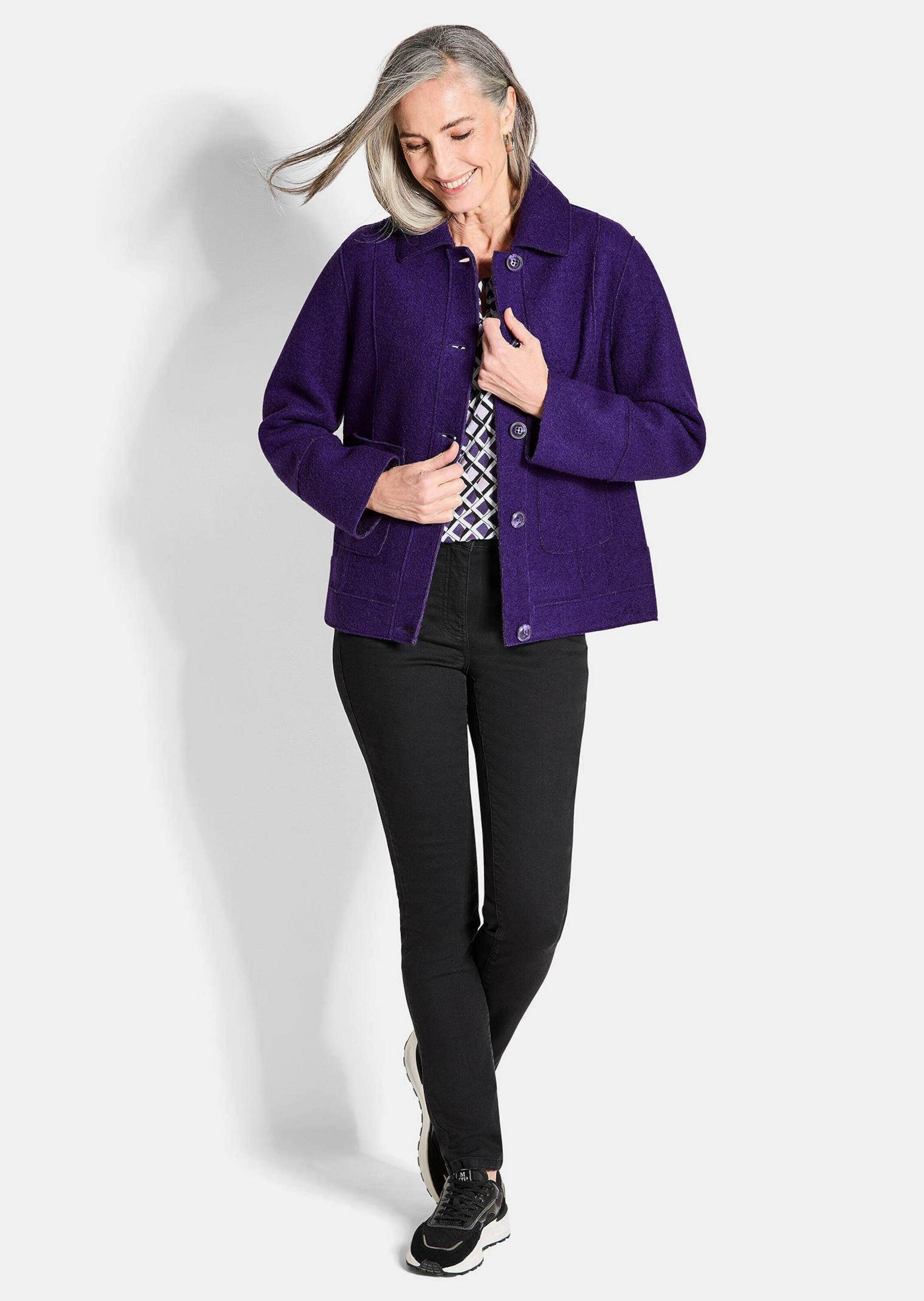 GOLDNER Kurzjacke "Kurzgröße Elegante Wolljacke mit Hemdkragen" offene Kant günstig online kaufen