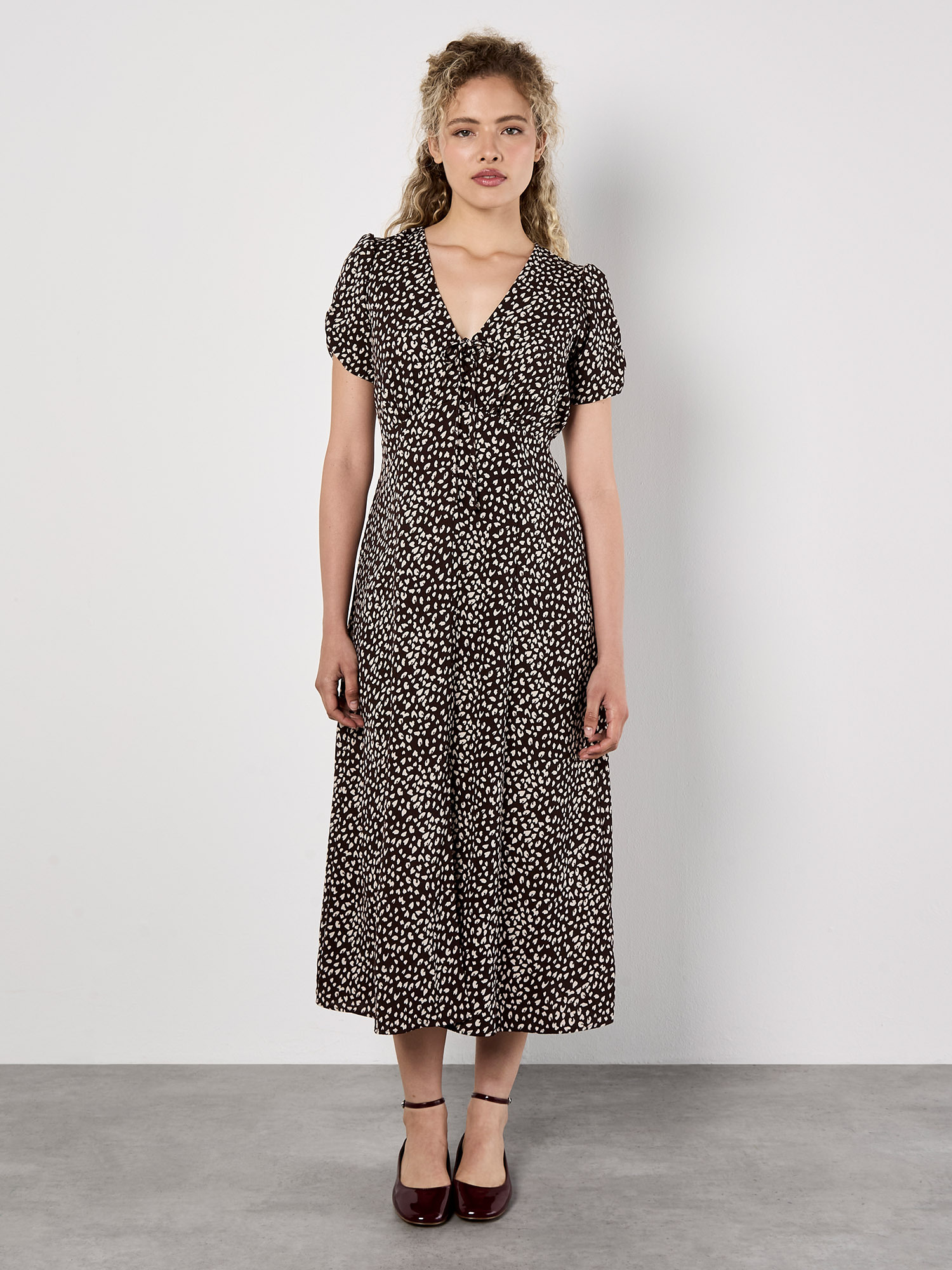 Apricot Druckkleid "Animalprintkleid" 2 tlg. mit zarten Raffungen