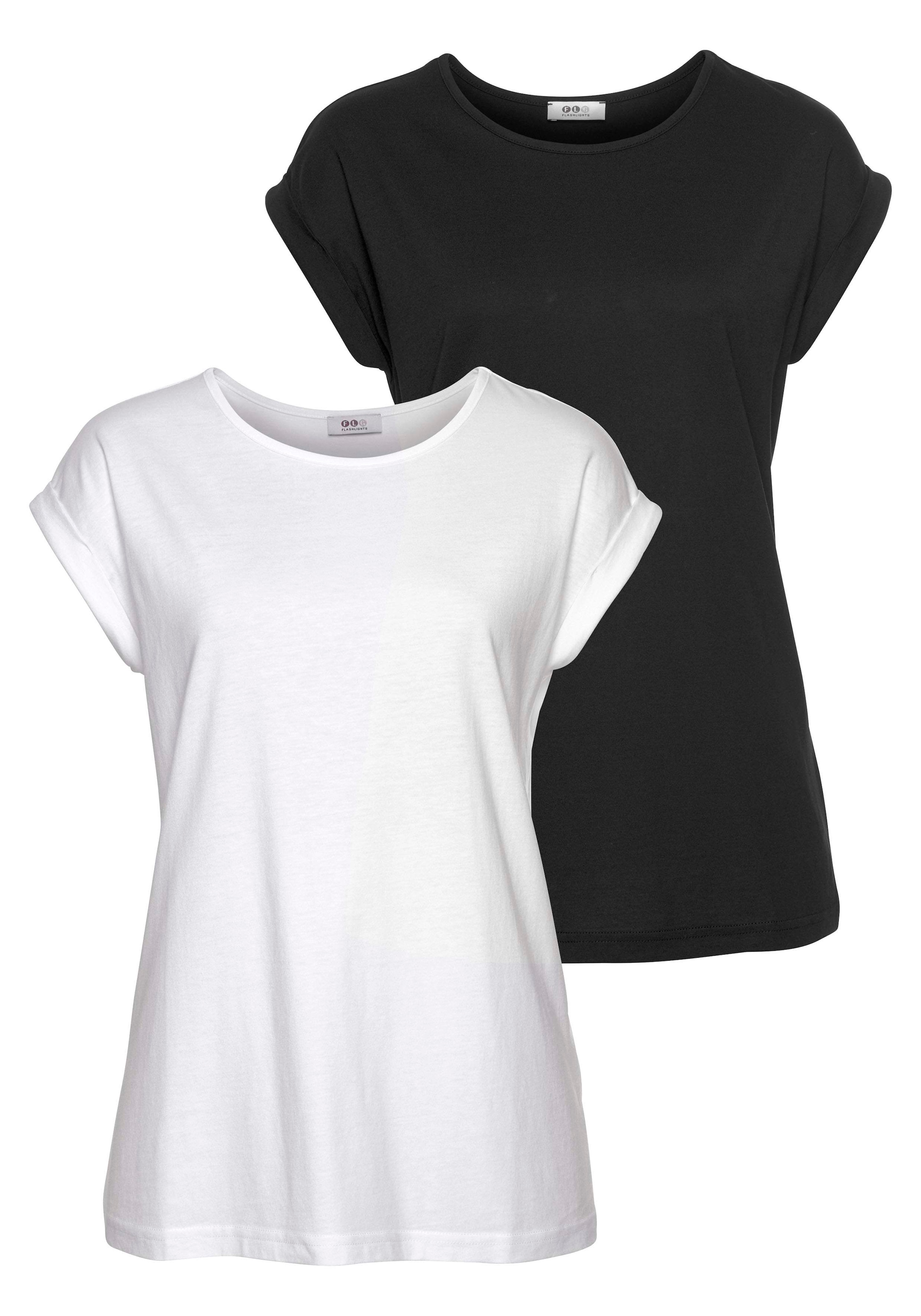 Flashlights T-Shirt, (2er-Pack), mit online Ärmelaufschlag Schultern kaufen | & kleinem BAUR überschnittenen