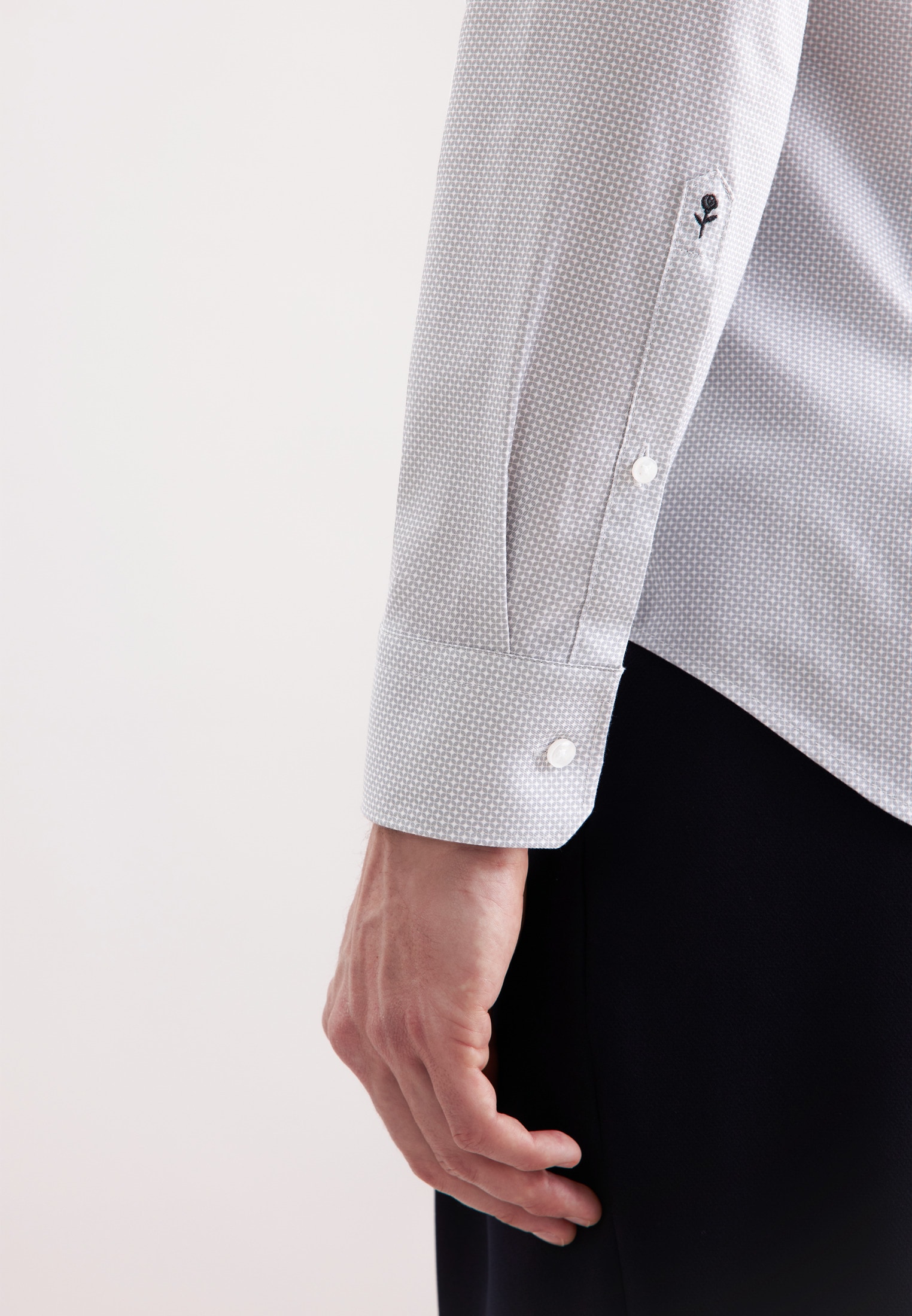 seidensticker Businesshemd »Schwarze Rose«, Slim 1/1 Covered-Button-Down-Kragen Druck