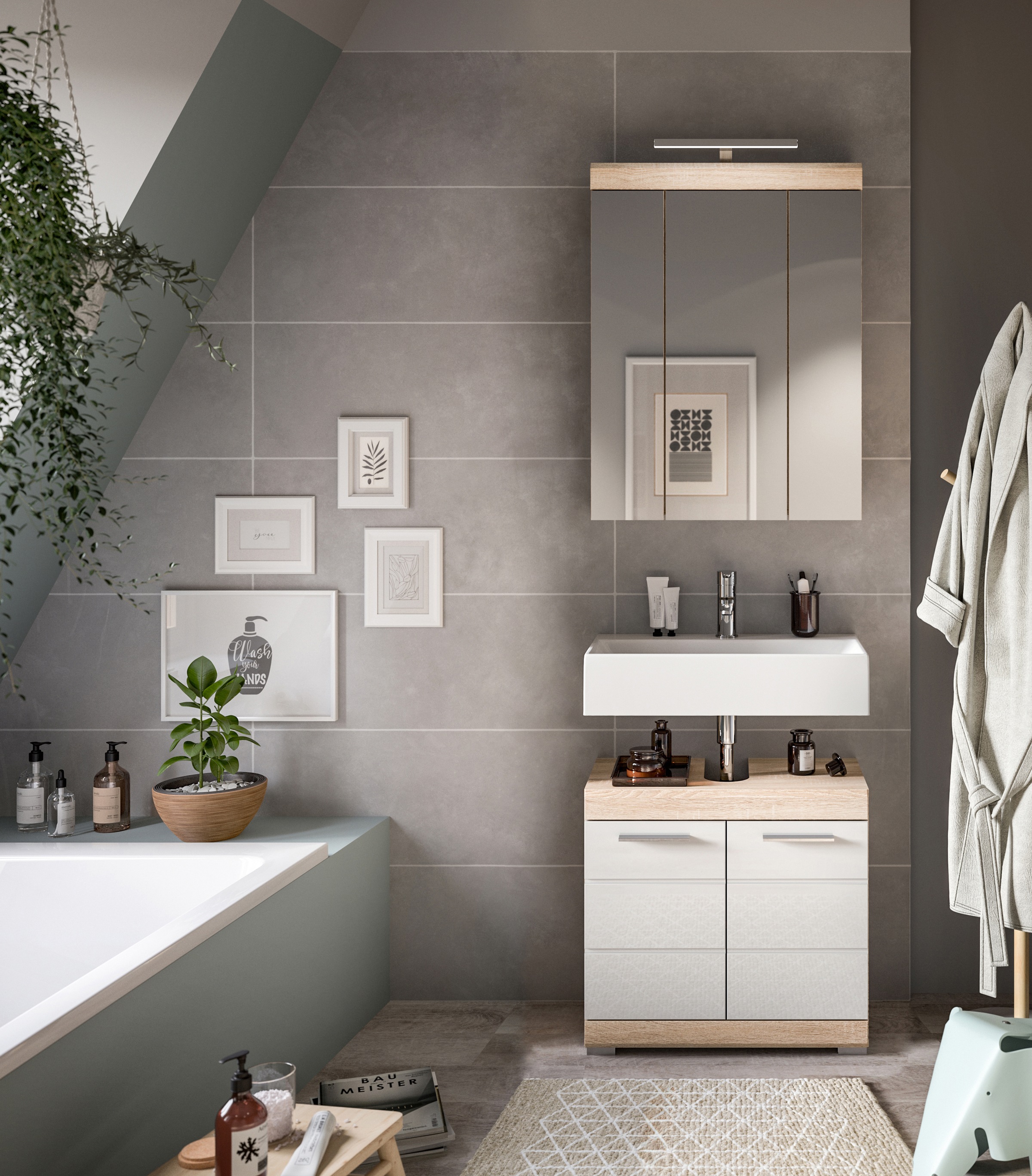 INOSIGN Badmöbel-Set "Siena, 2 teilig, inklusive LED Beleuchtung, bestehend günstig online kaufen