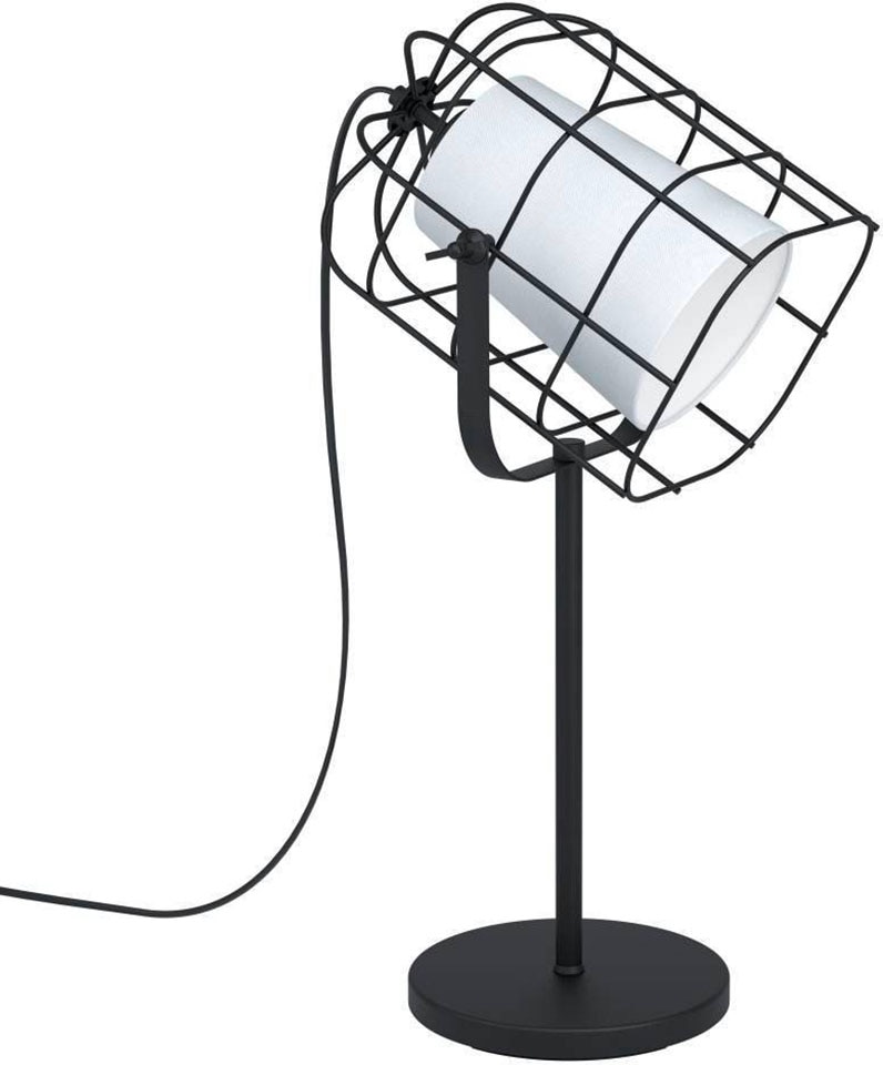 EGLO Tischleuchte BITTAMS, E27, 1 St., schwarz / L27,5 x H57 x B26 cm / exkl. 1 x E27 (je max. 10W) / Kabelschalter - aus Stahl und Textil - Tischlampe - Metall Lampenschirm schwenkbar - Lampe - Tischleuchte - Nachttischleuchte - Schlafzimmerlampe