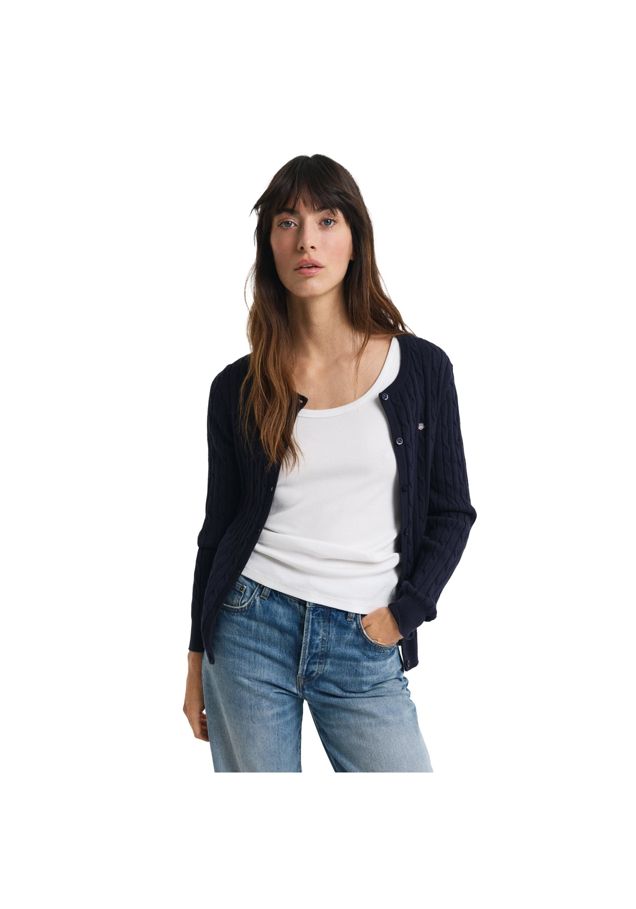 Gant Sweatshirt "Strickjacke STRETCH COTTON CABLE CARDIGAN" günstig online kaufen