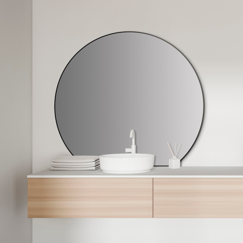 Talos Badspiegel »Picasso schwarz Ø 100 cm«, hochwertiger Aluminiumrahmen