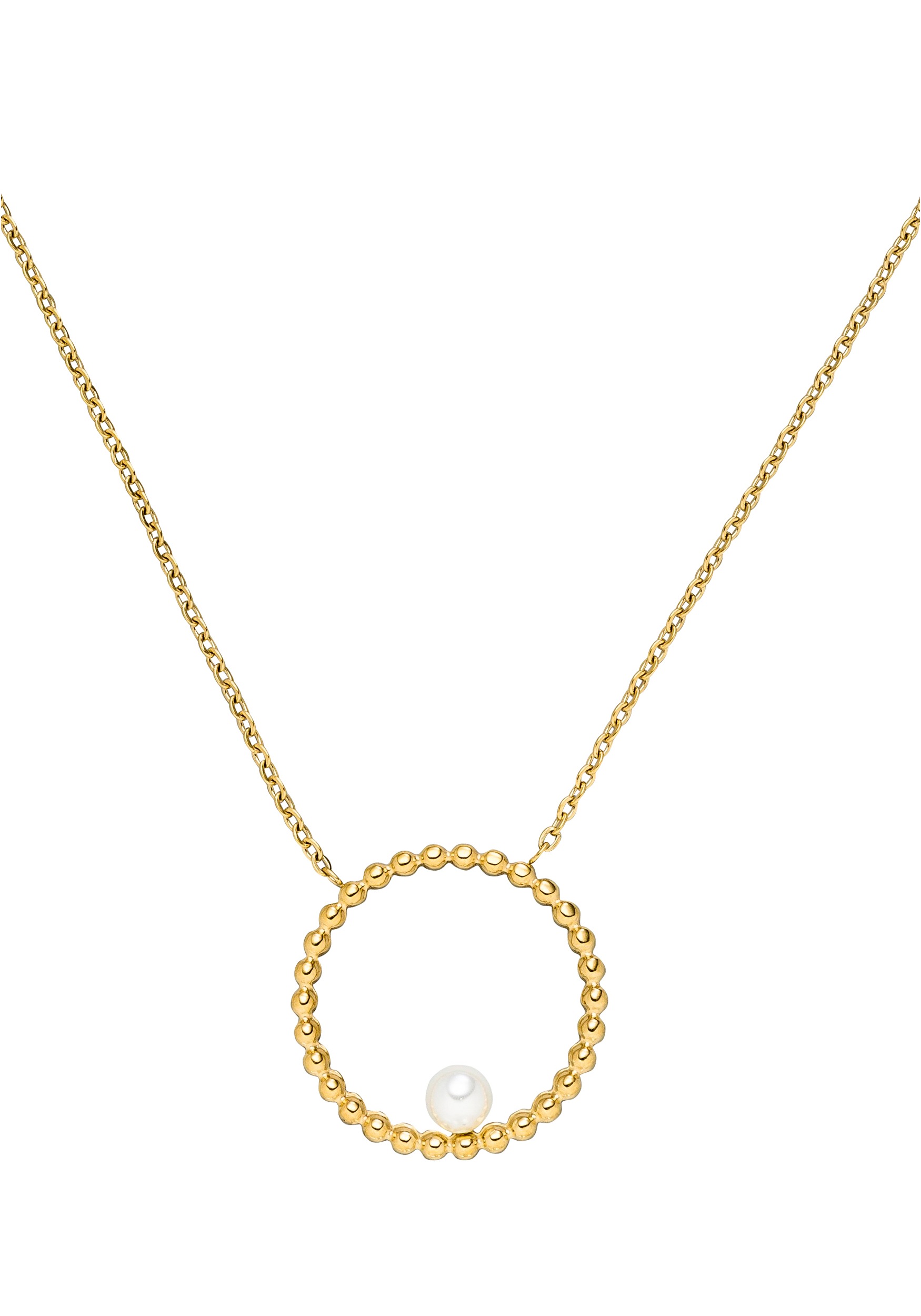 JOBO Collier Edelstahl goldfarben beschichtet mit Süßwasser-Zuchtperle