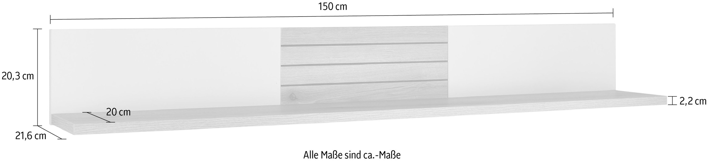 set one by Musterring Wandboard »Quincy« 1 Stk. tlg. Schwebende L-Form, in Anthrazit/Lichtgrau, großzügige 150 cm