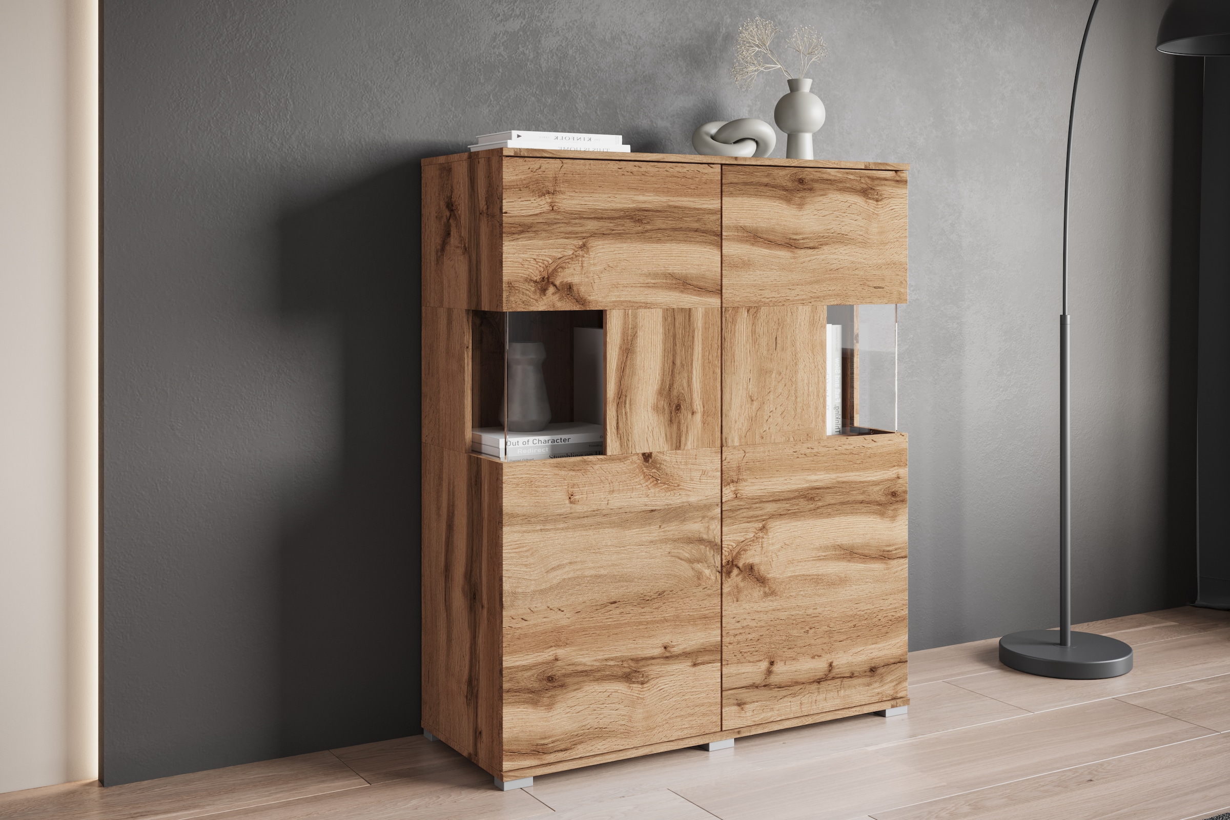 Highboard »Kenia«, Modernes Highboard mit Glastüren, Breite 100 cm