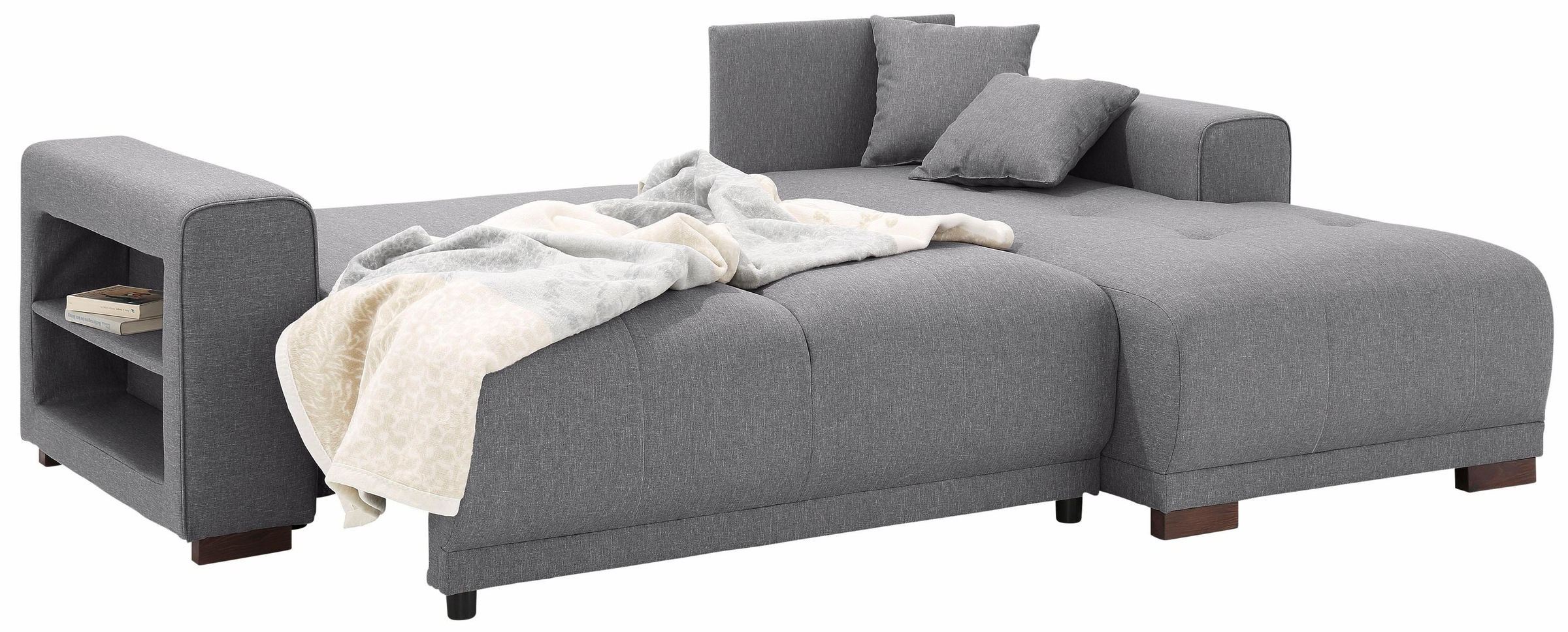 Home affaire Ecksofa »Viborg L-Form«, mit Regal in der Armlehne, wahlweise mit Bettfunktion