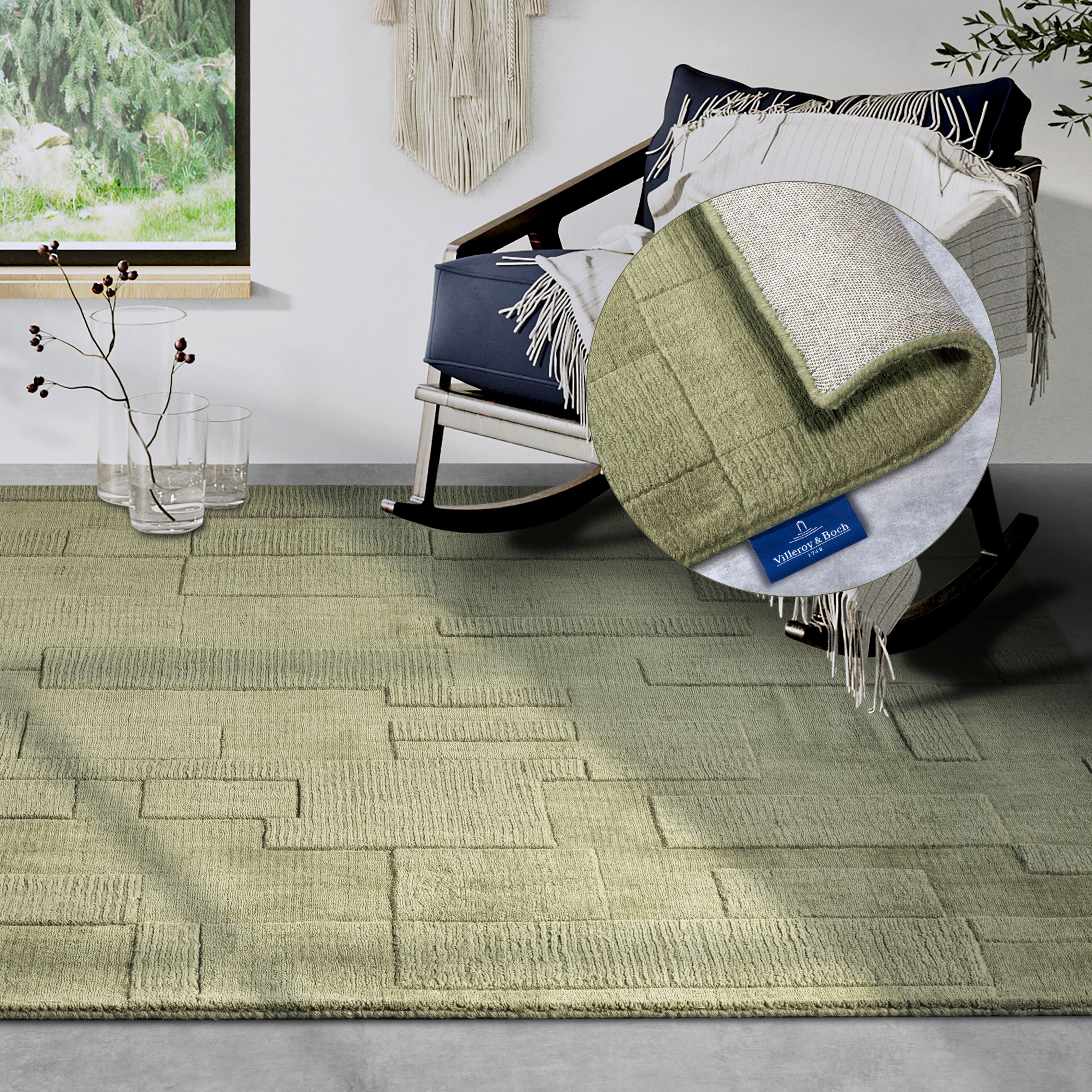 Villeroy & Boch "Wilhelmine" rechteckig 10 mm Höhe Läufer, handgewebt, Wolle, Natur, Wohnzimmer, Geometrie, Boho