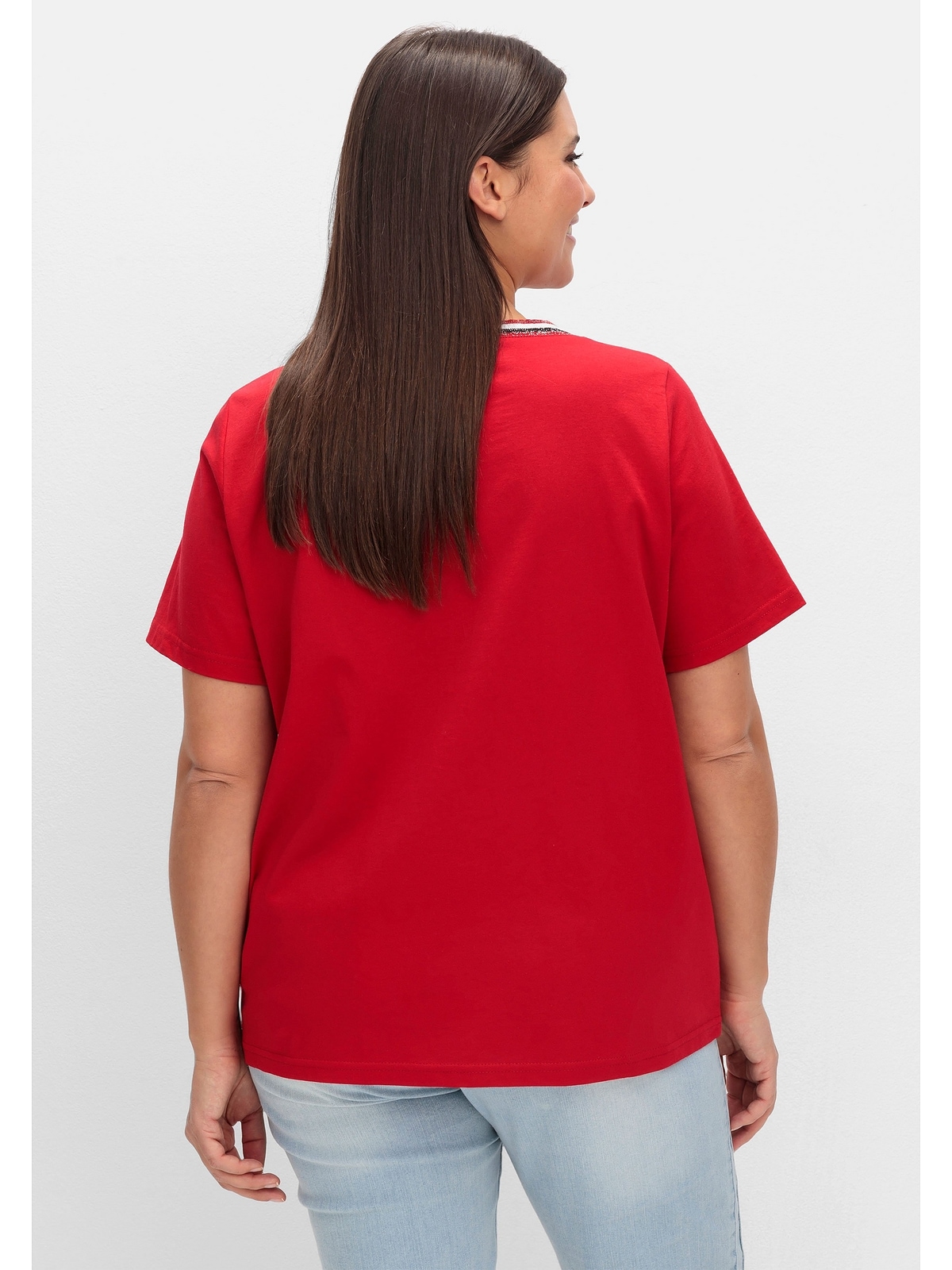 Sheego T-Shirt »Große Größen«, mit Frontdruck und Glitzerdetails