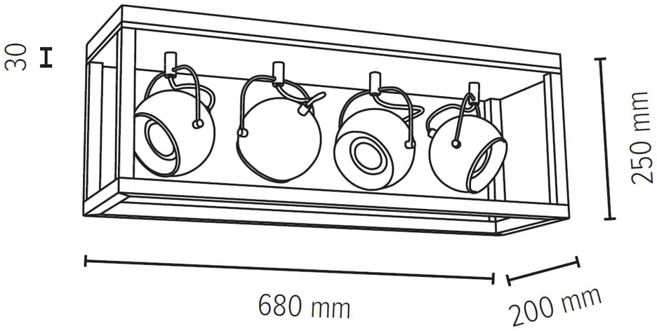 SPOT Light LED Deckenleuchte »ROY«, 4 flammig, Leuchtmittel GU10 | LED wechselbar, Inklusive LED-Leuchtmittel, Naturprodukt aus Eichenholz